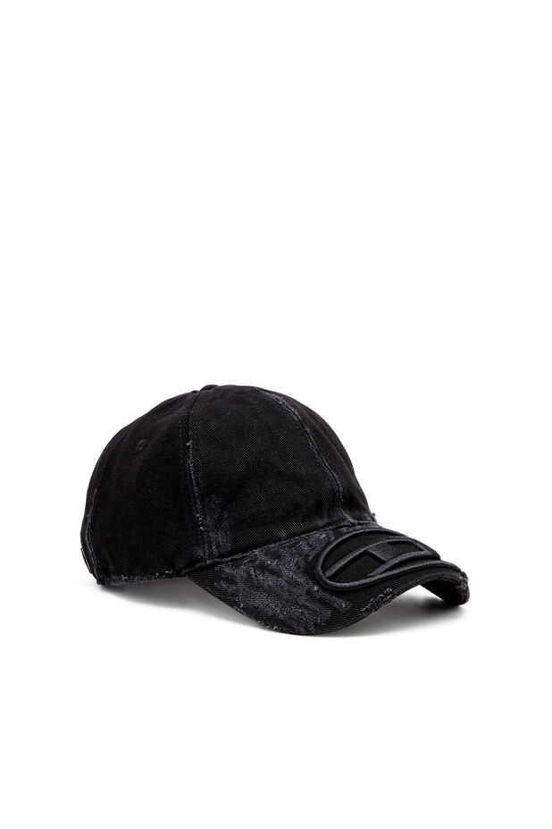 Distressed denim baseball cap