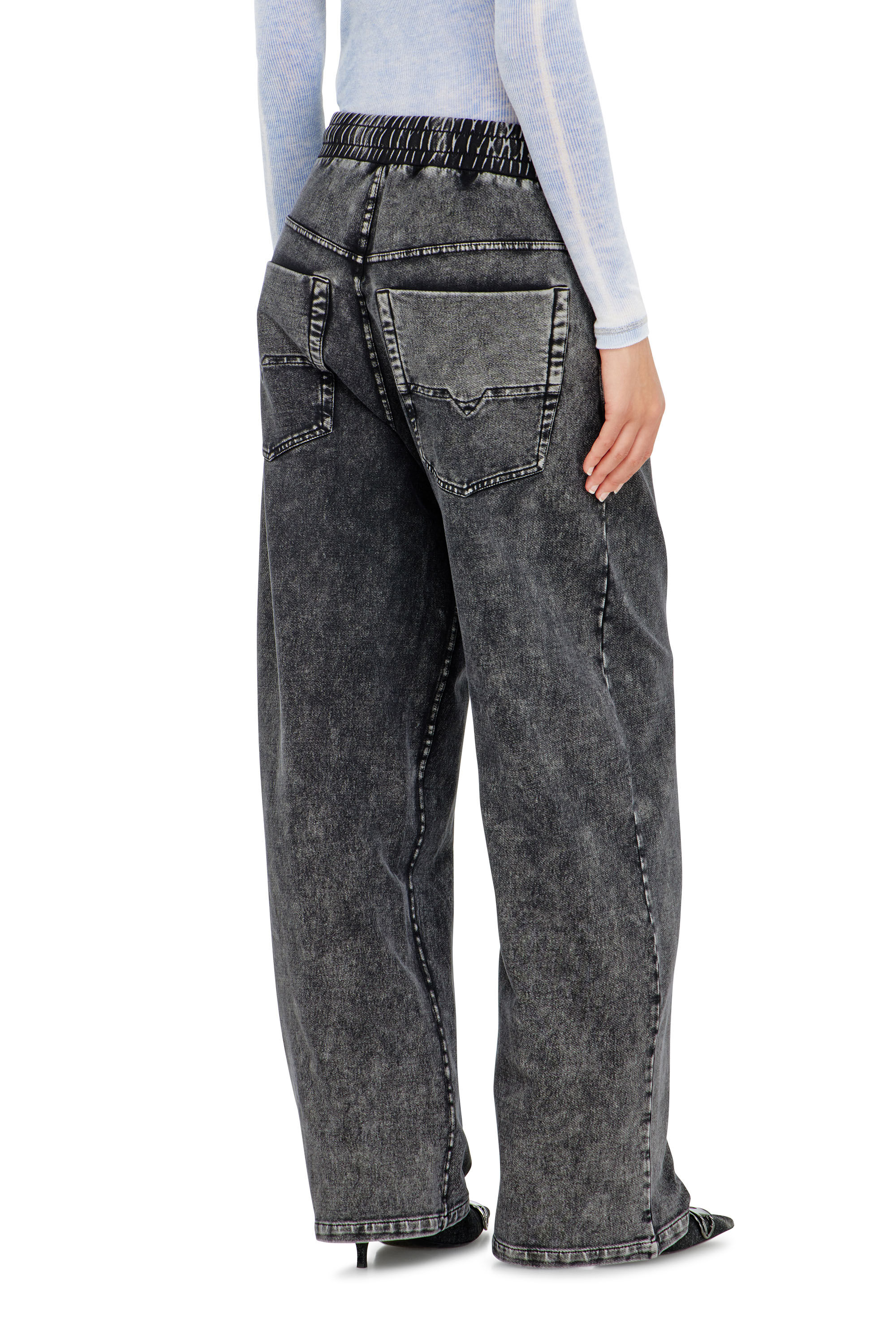 Diesel - P-STUKY, Woman's Sweatpants with denim effect in Dark grey - 4