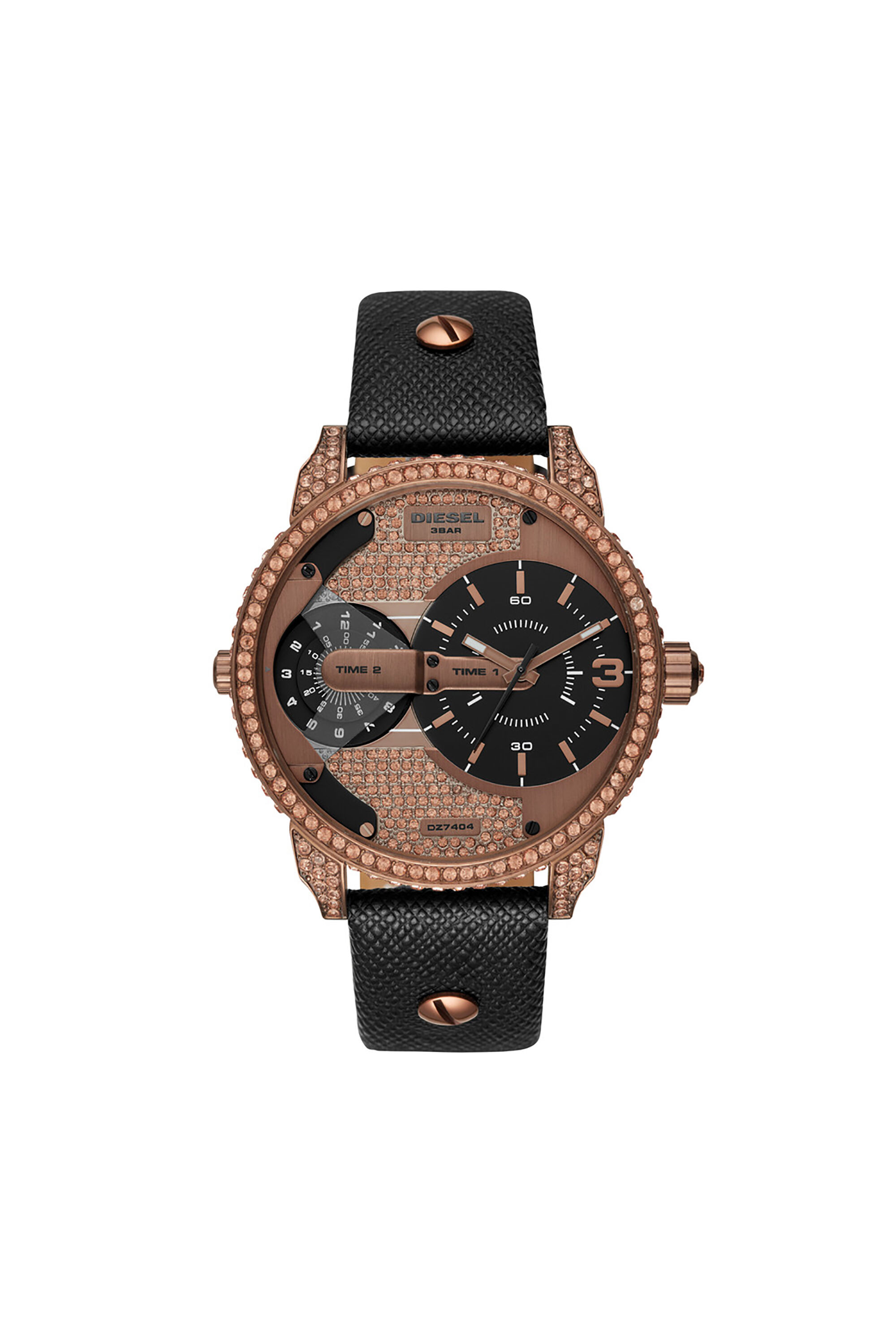 DZ7404 Leather watch with copper details 46 mm Diesel