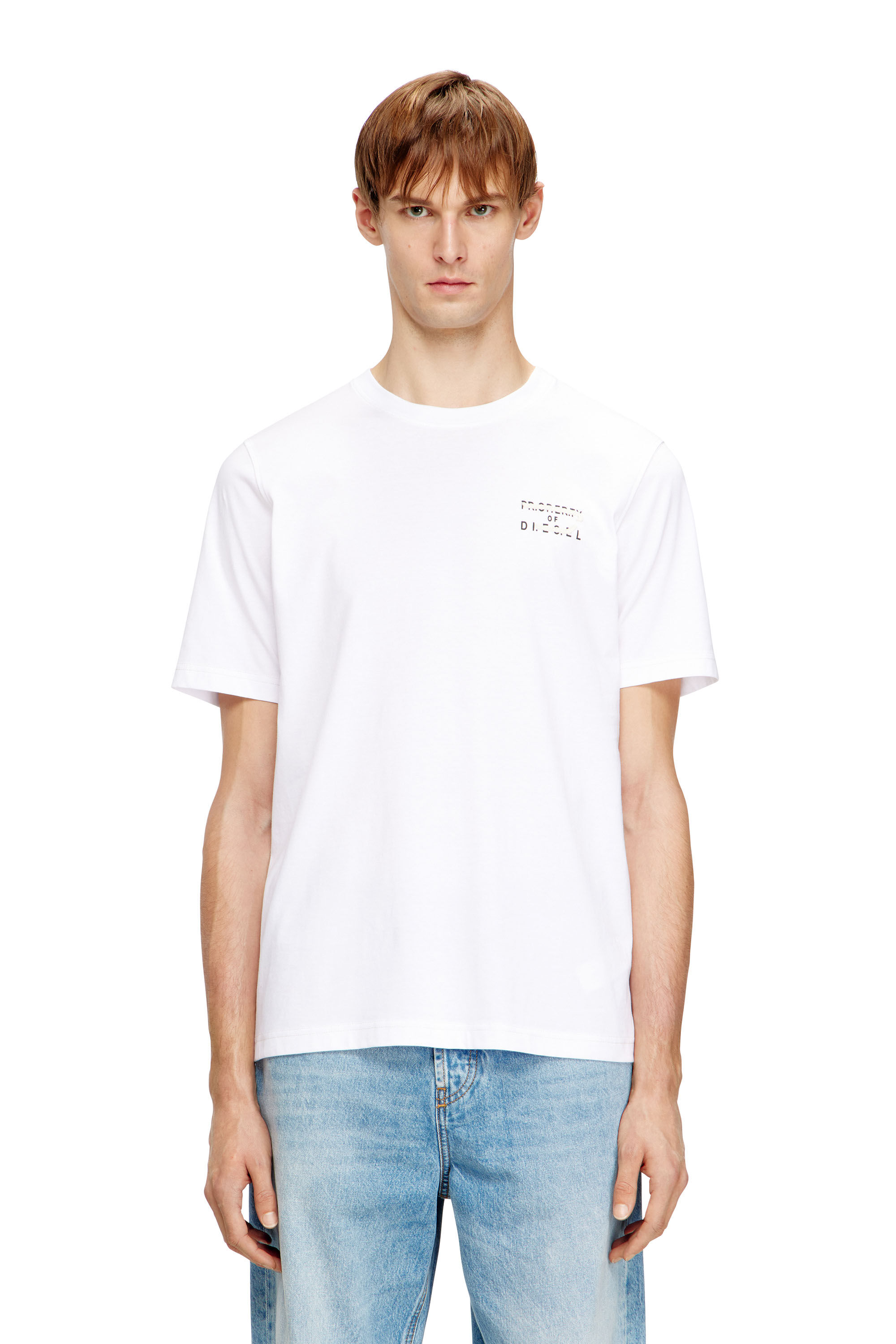 Diesel - T-ADJUST-V5, Man's Regular cotton T-shirt with puff print in White - 3