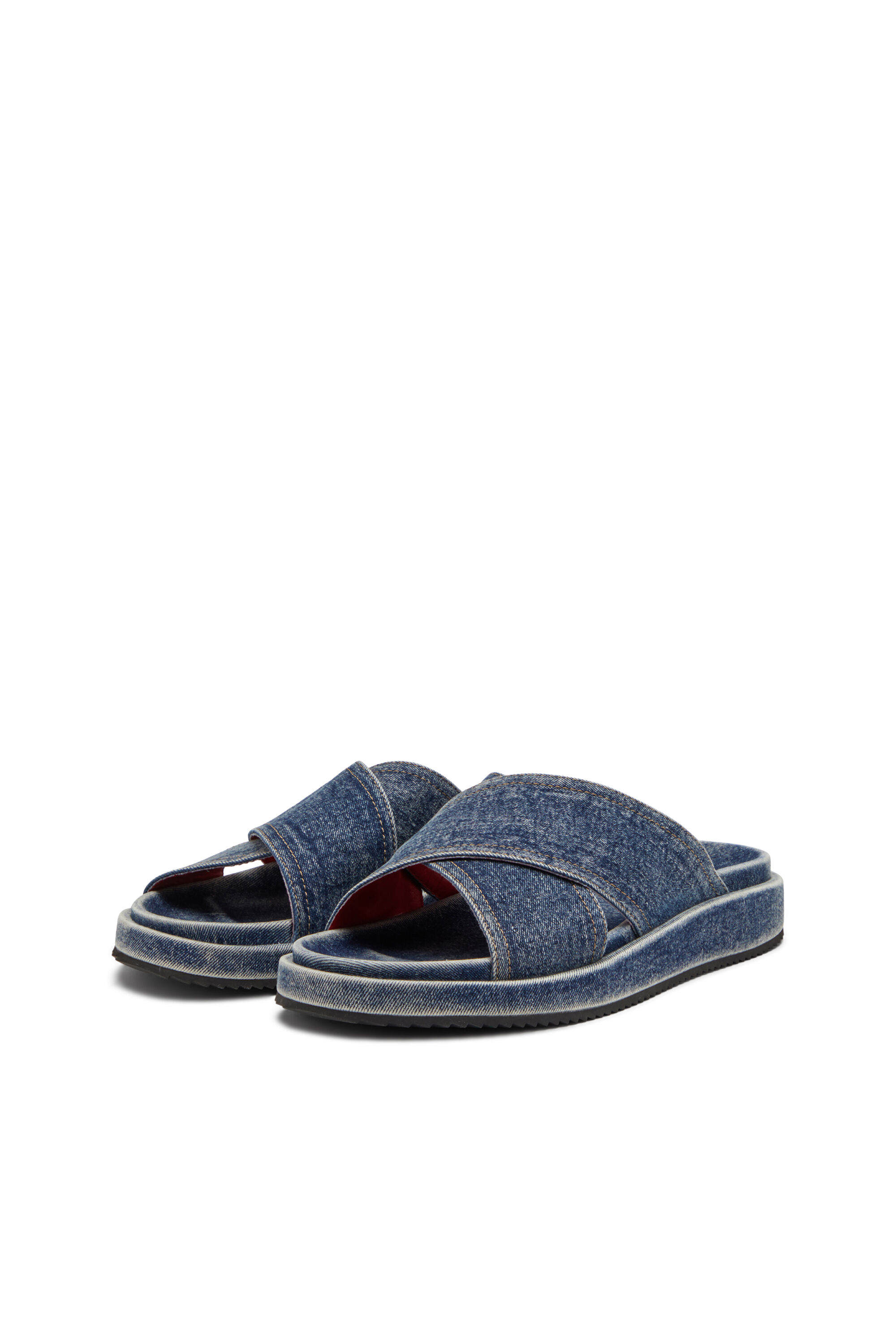 Diesel - SA-SLIDE CRIS CROS, Unisex's Sa-Slide-Denim slides with criss-cross straps in Blue - 8