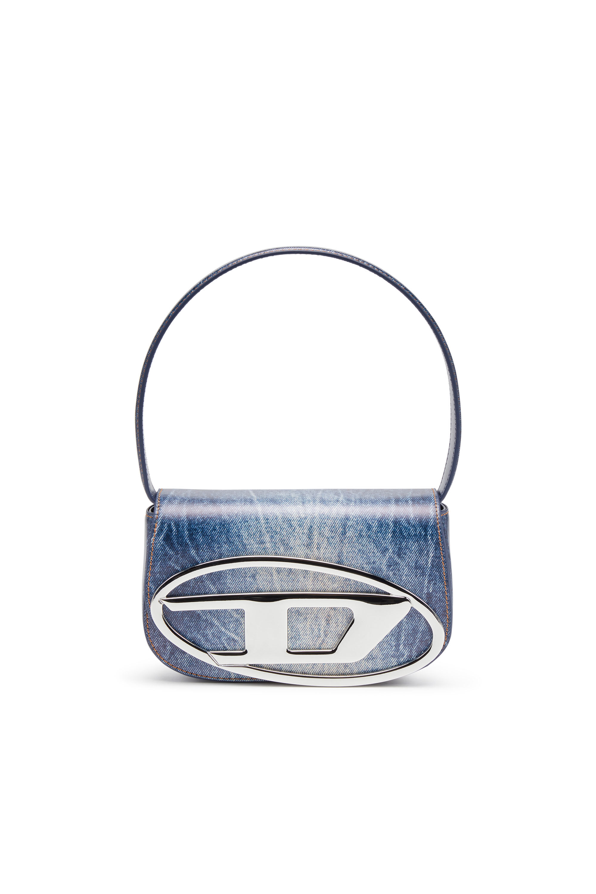 Women's 1DR-Iconic shoulder bag in denim-print leather | Blue | Diesel