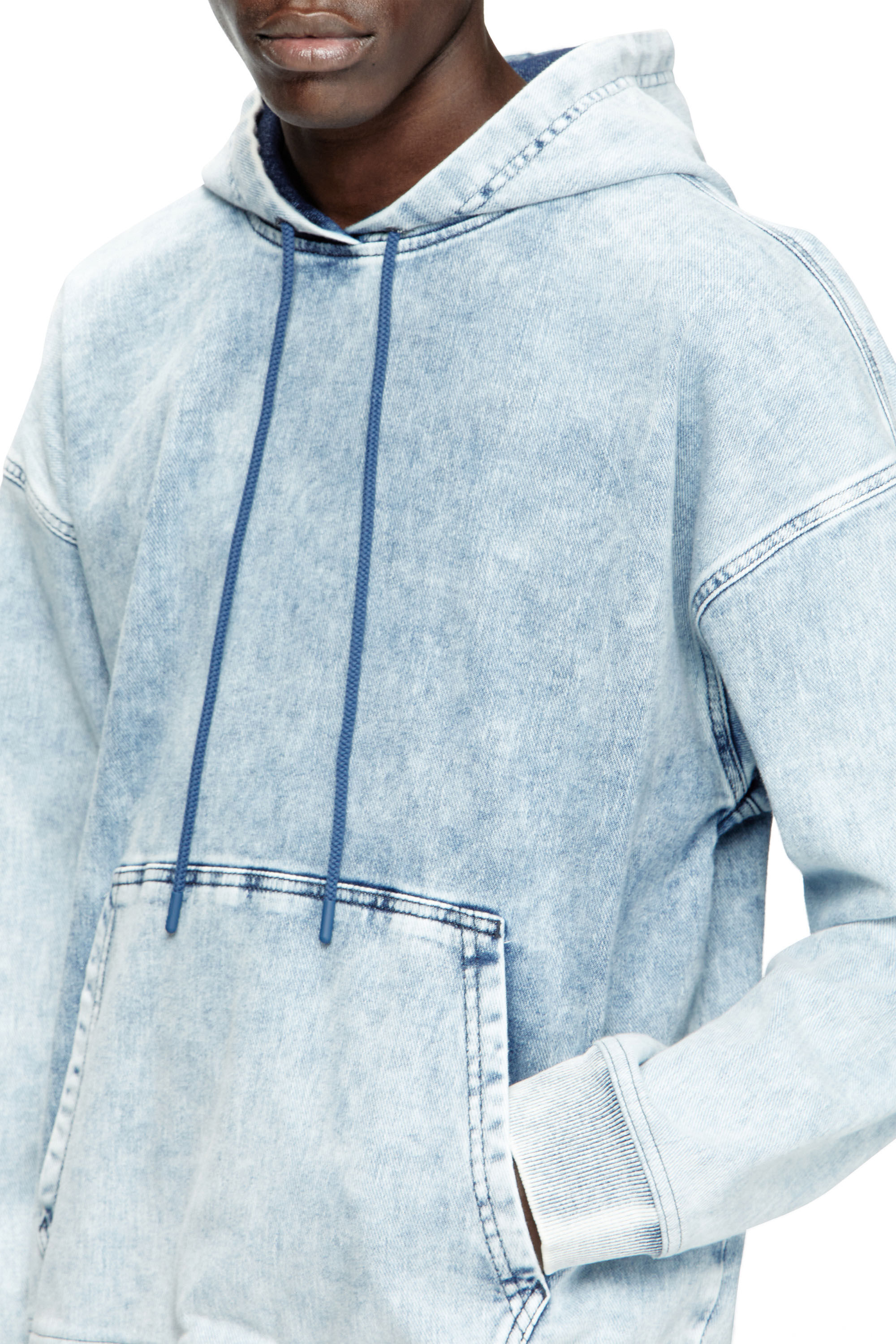 パーカー・フーディ 25ss DIESEL D-REBBIT-S-TRACK A16259 0ABCN Women's Hoodie in marbled denim | Blue | Diesel