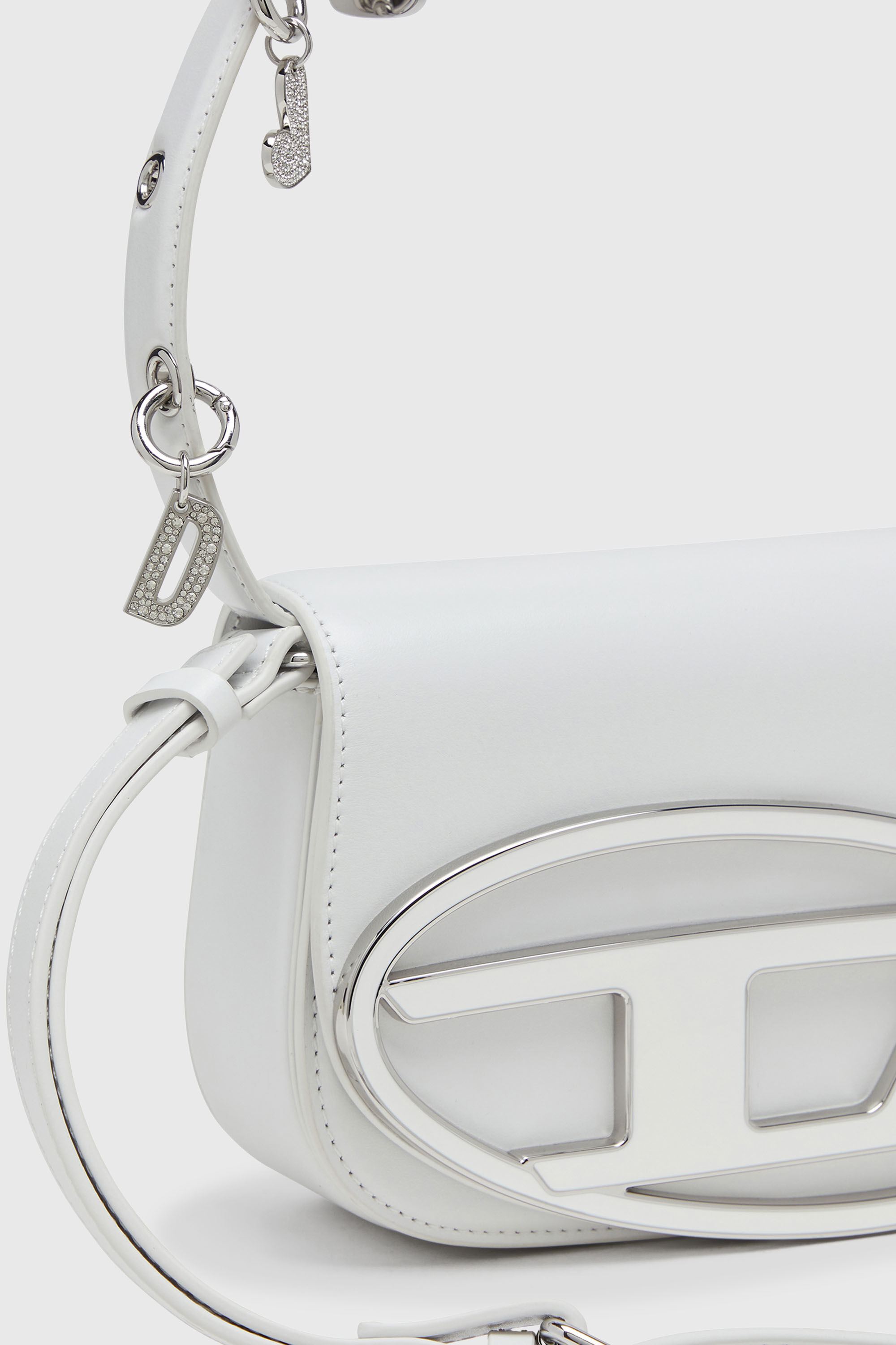 Diesel - 1DR, Woman's 1DR -Iconic shoulder bag in leather with handle charms in White - 5