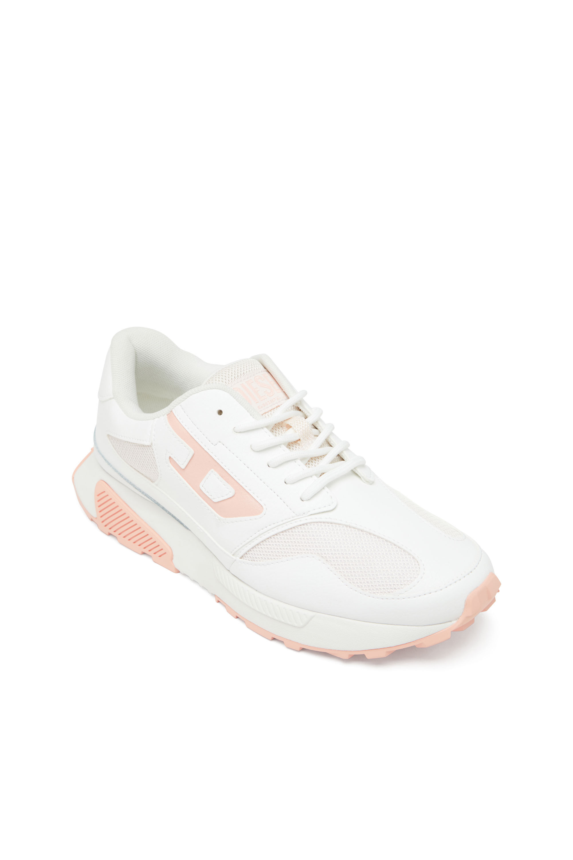 Diesel - S-TAME-D RUNNING W, Woman's S-Tame-D-Mesh and suede sneakers with metallic logo in White/Pink - 6
