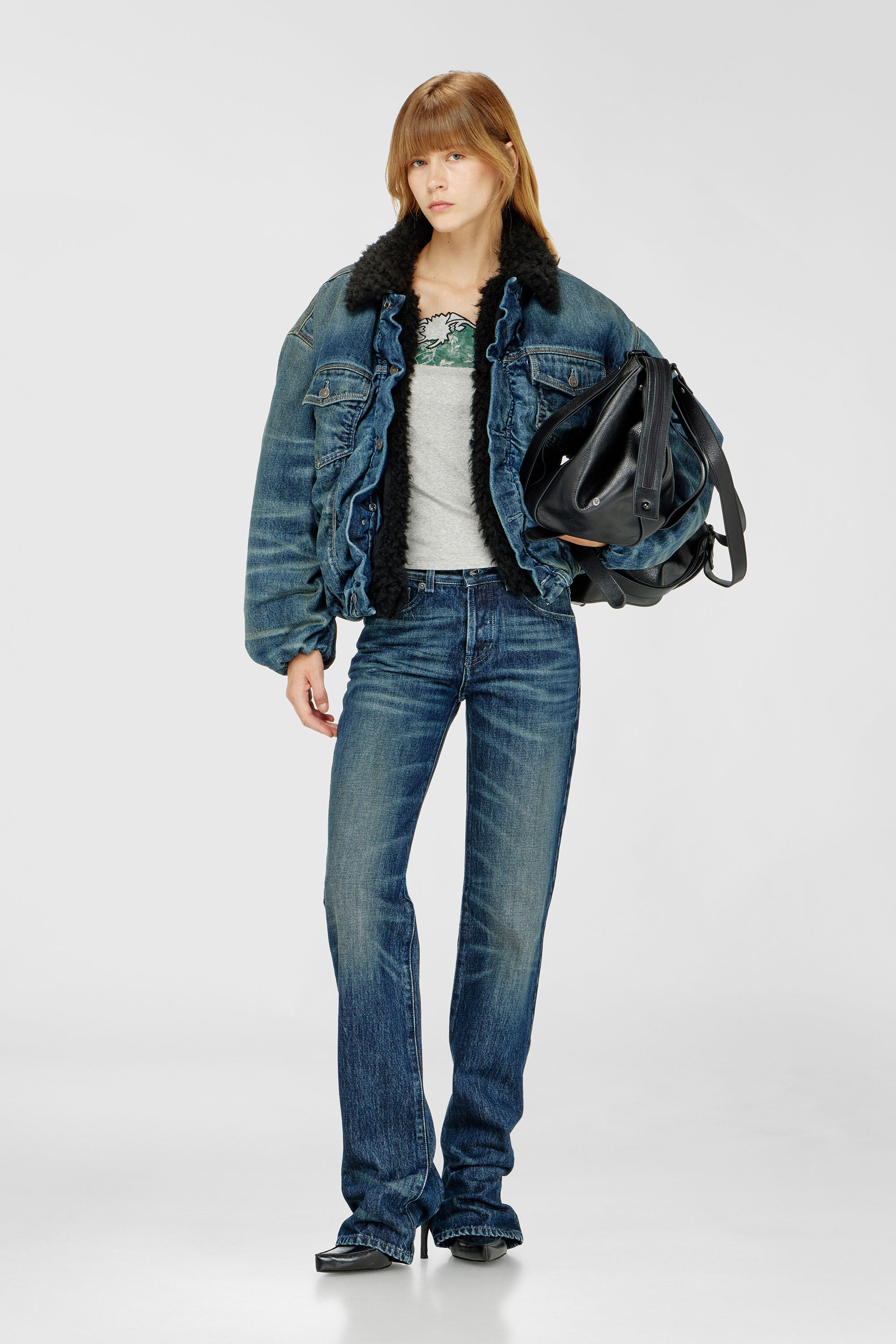 Diesel - T-EDNA, Woman's Ribbed camisole with floral outline embroidery in Green/Grey - 1