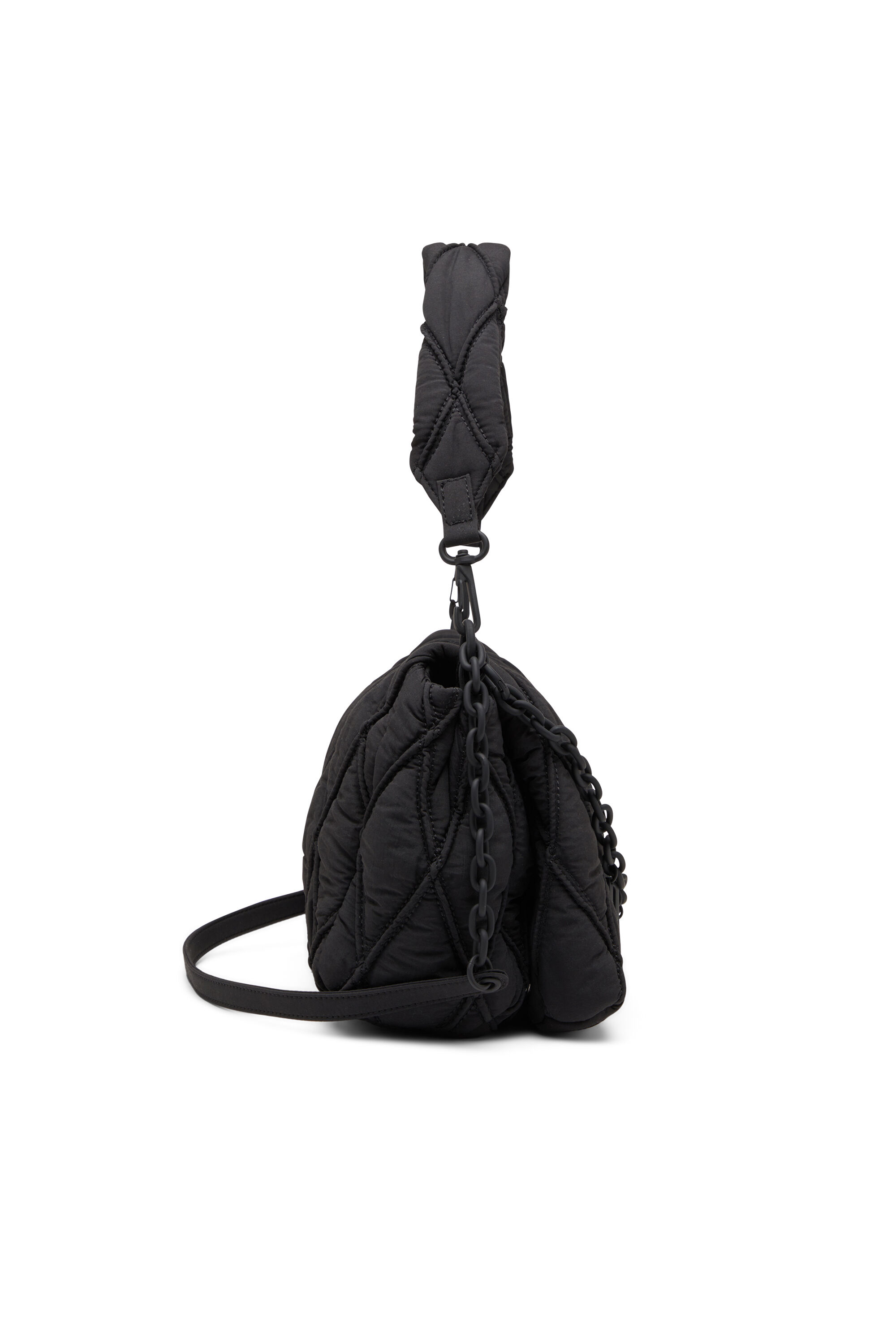 Women's Charm-D M-Shoulder bag in quilted nylon | Black | Diesel