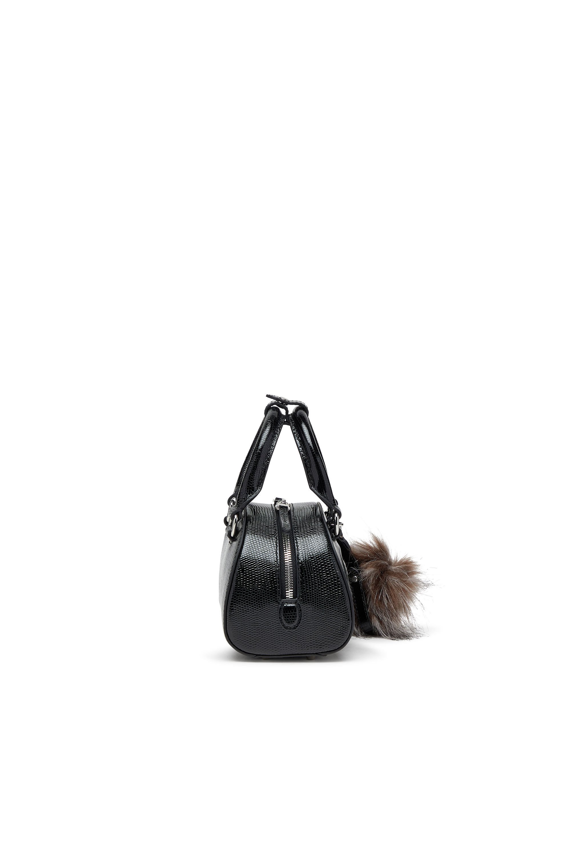 Diesel - 1DR DOME CROSSBODY, Woman's 1DR Dome-Mini bowling bag in embossed leather in Black - 3