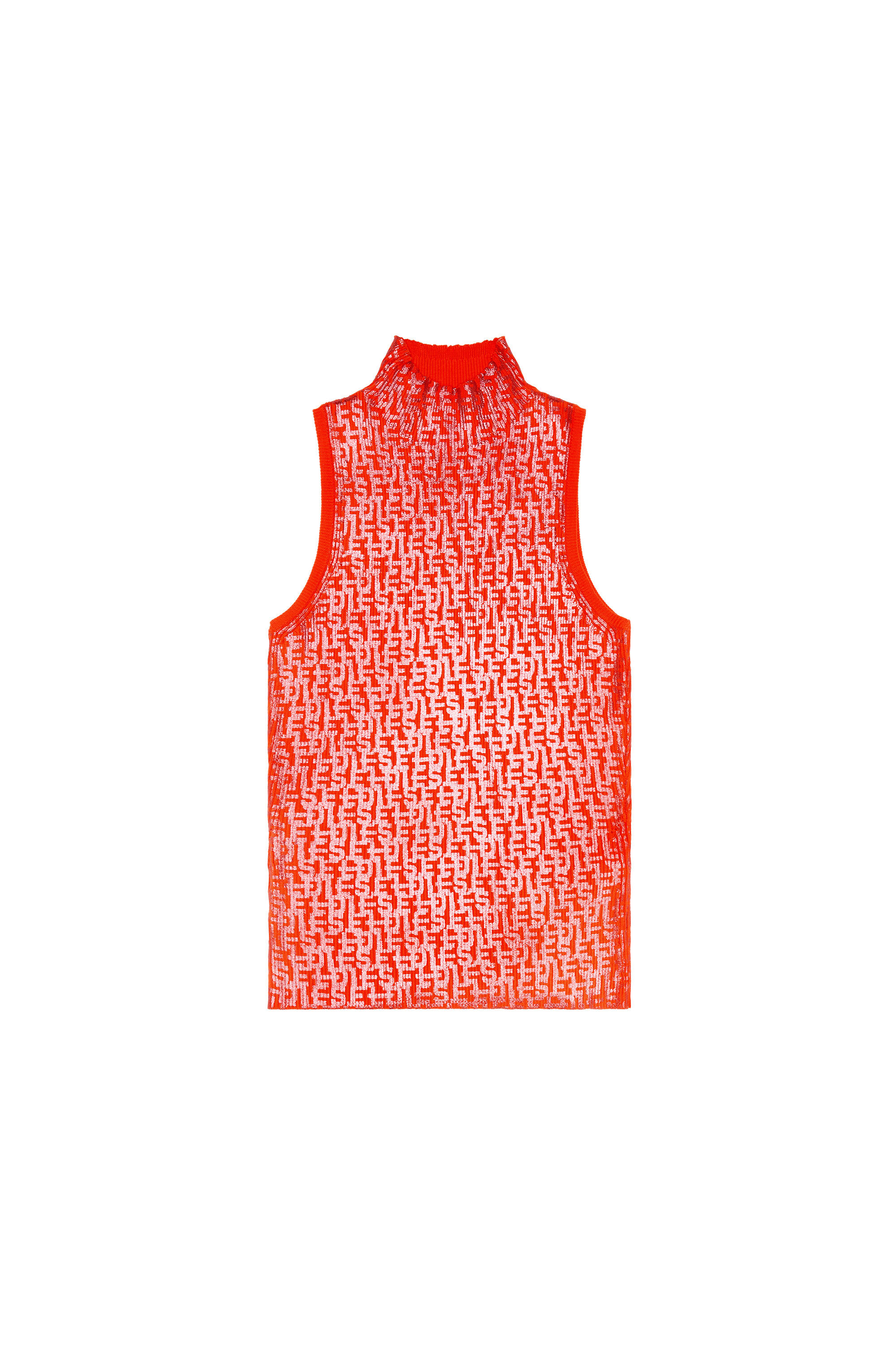 Diesel - M-EGEO, Woman's Tank top with metallic monogram print in Red - 2