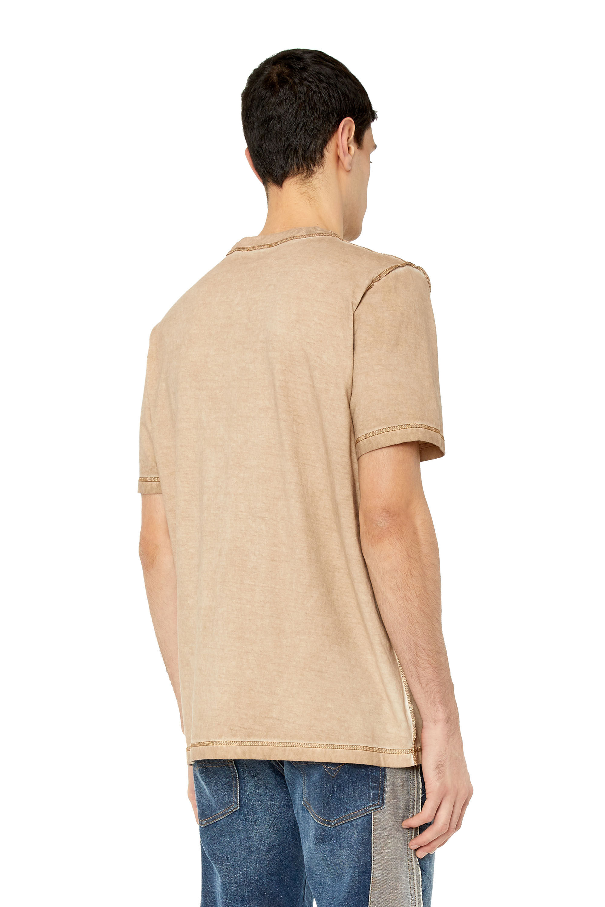 Diesel - T-JUST-G13, Man's T-shirt with jacron patch print in Beige/Red - 4