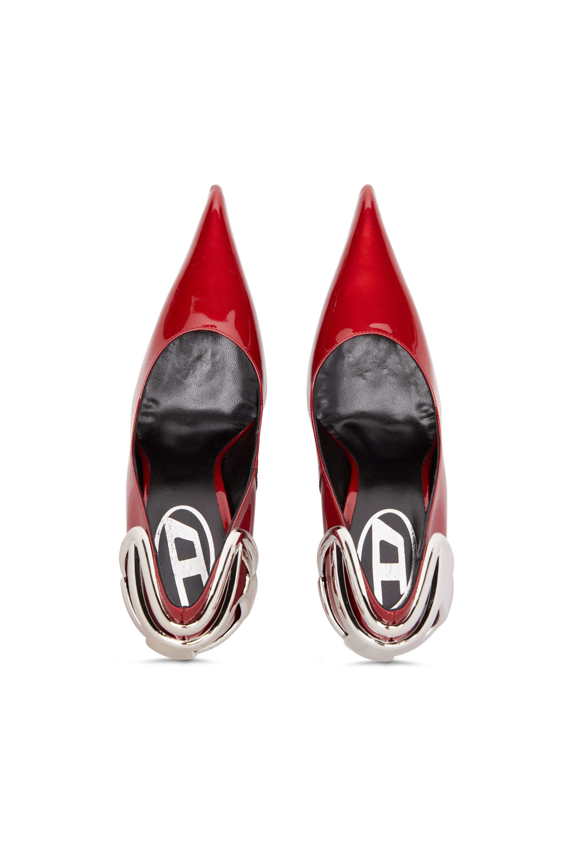 Diesel - D-TEN&HALF P, Woman's D-Ten&Half-Décolleté in vernice con tacco Oval D in Red - 4