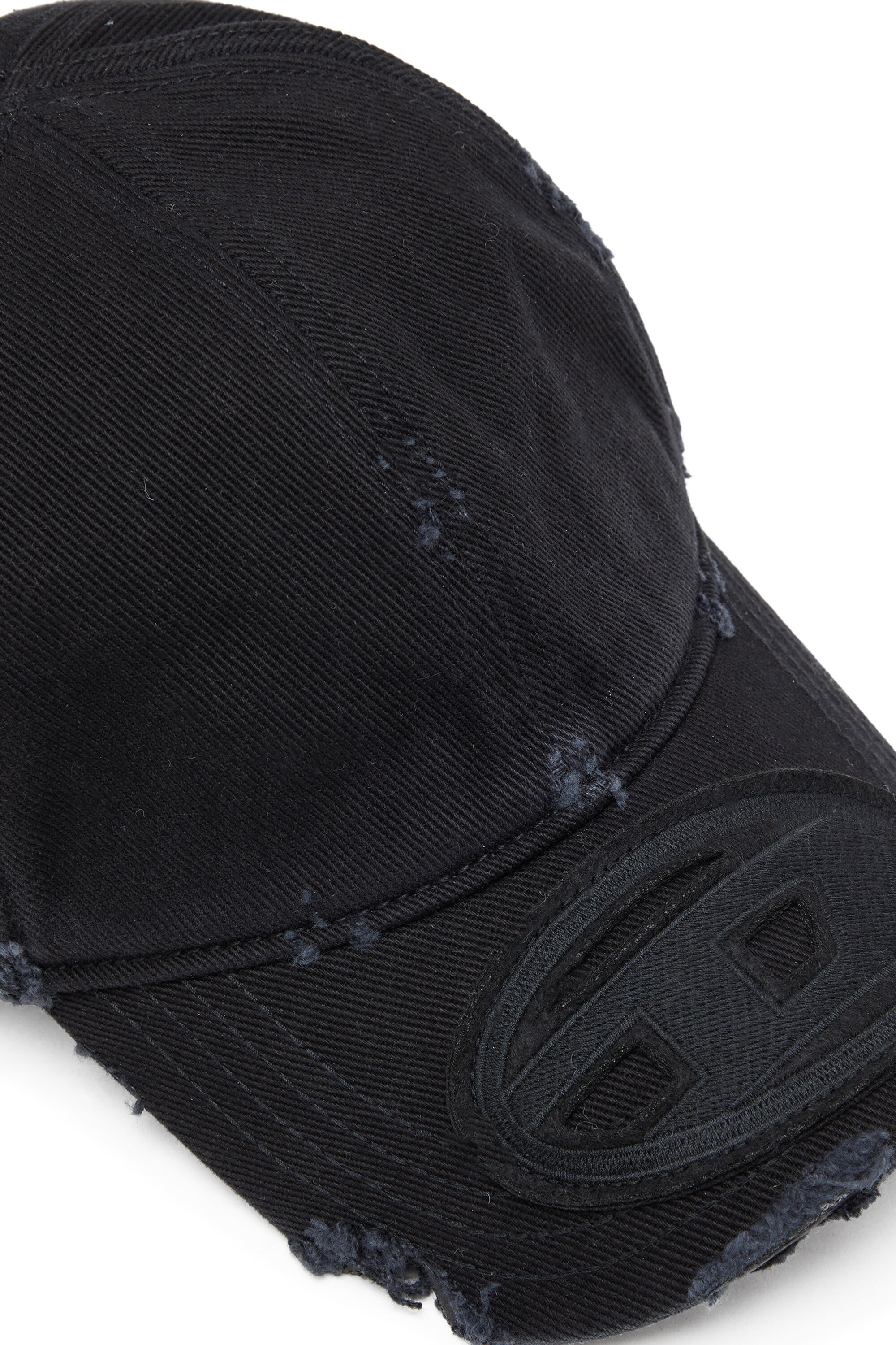 Diesel - C-BIGDOV, Man's Cotton twill cap with distressed details in Black - 3