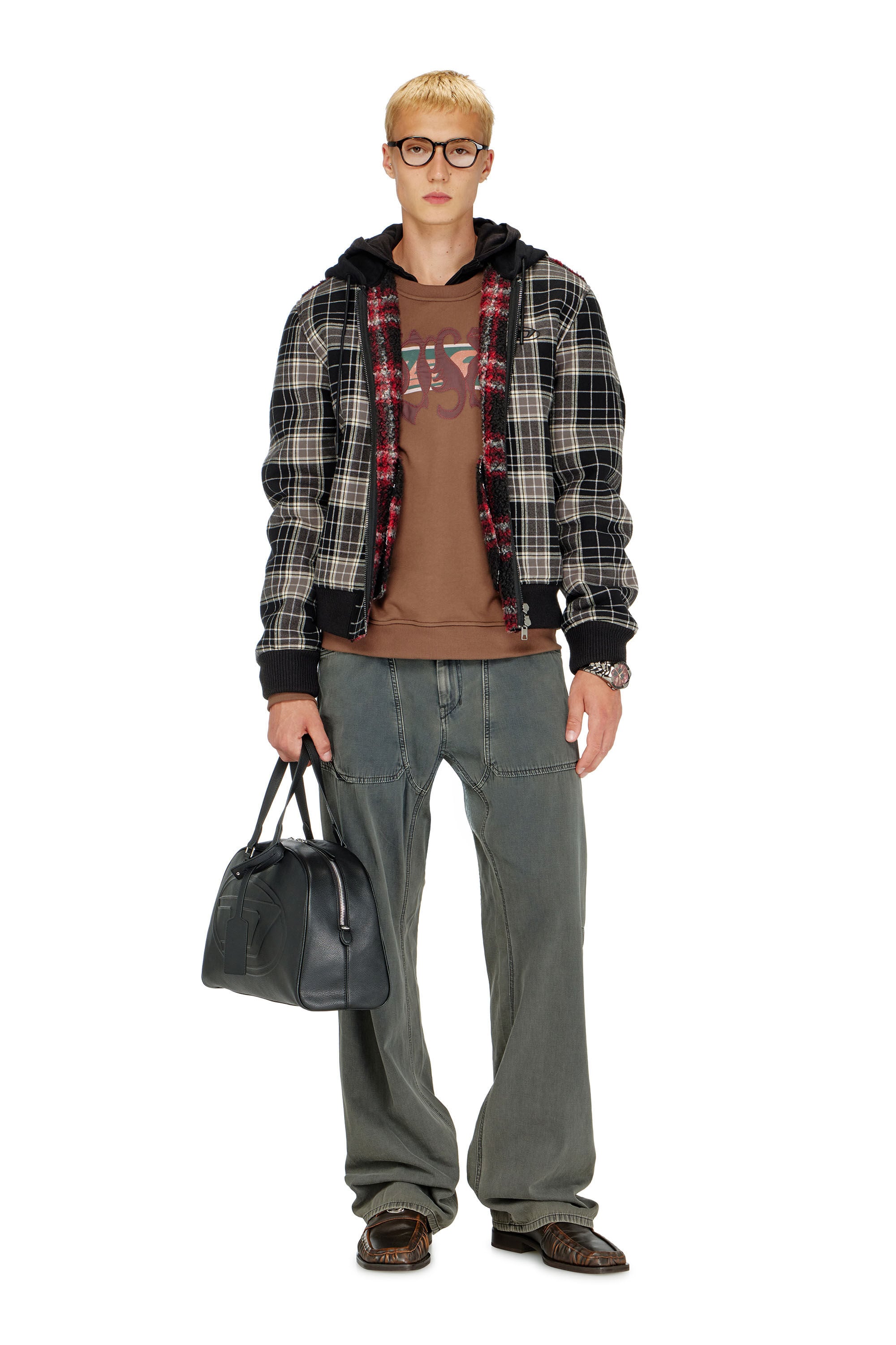 Diesel - S-NORM-AA6, Man's Sweatshirt with graphic prints and patches in Brown - 1