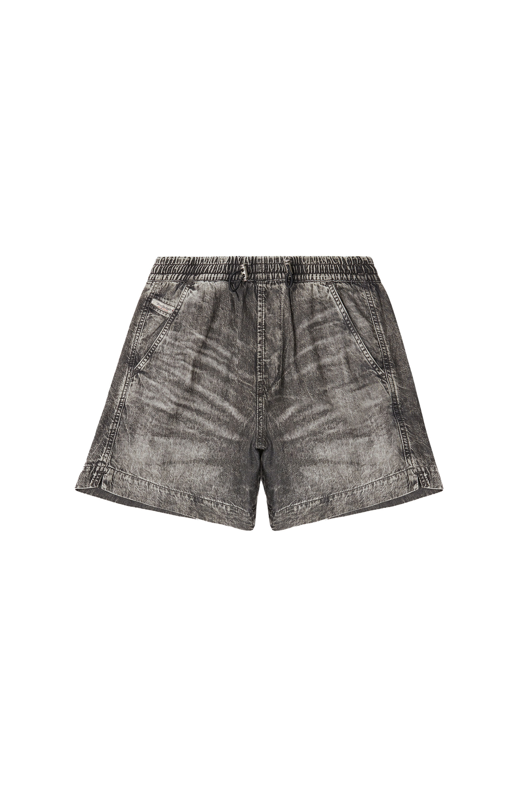 Diesel - D-TENNI-S1, Unisex's Shorts in marbled denim in Black - 6