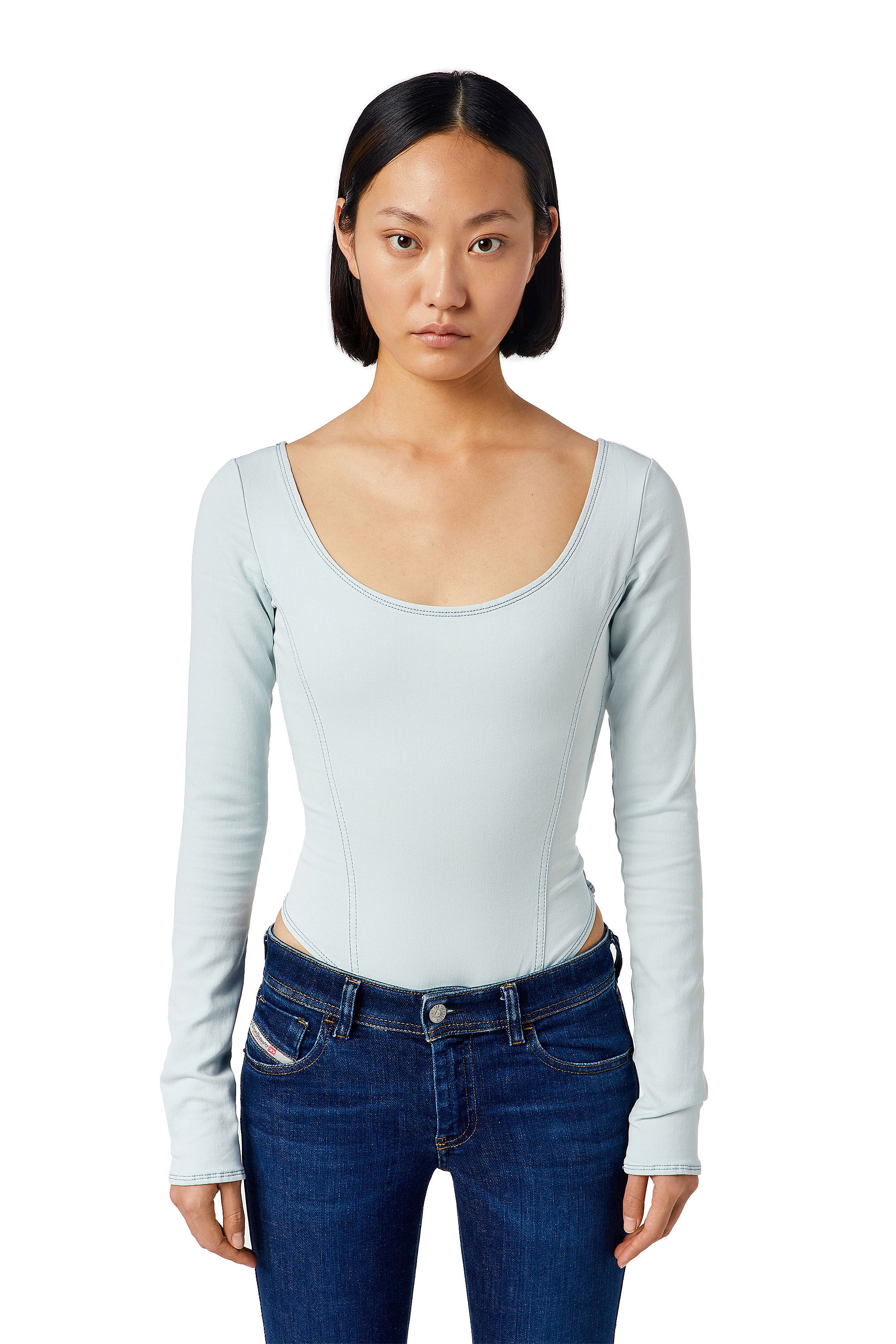 Diesel - D-CHO TRACK DENIM BODYSUIT, Woman's Body in Track Denim in Light Blue - 1
