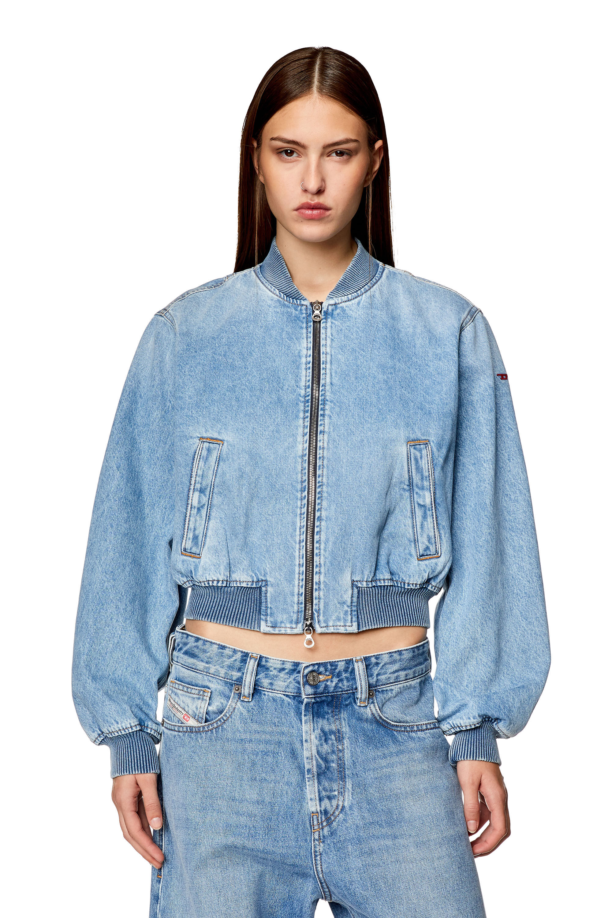 Women s Bomber jacket in denim Blue Diesel
