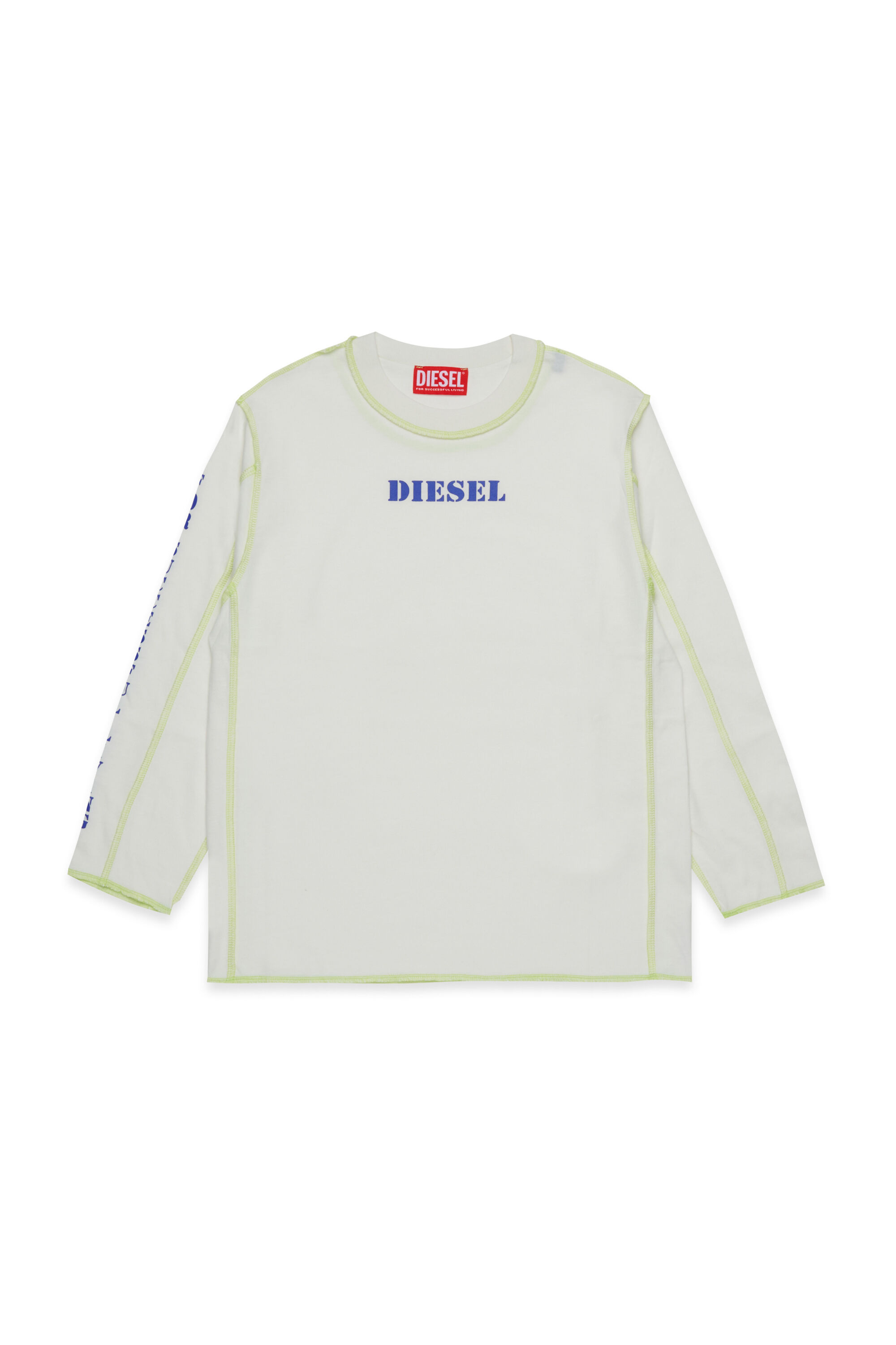 Diesel - TCRAORLS OVER, Man's Cotton t-shirts with contrasting stitches in White - 1