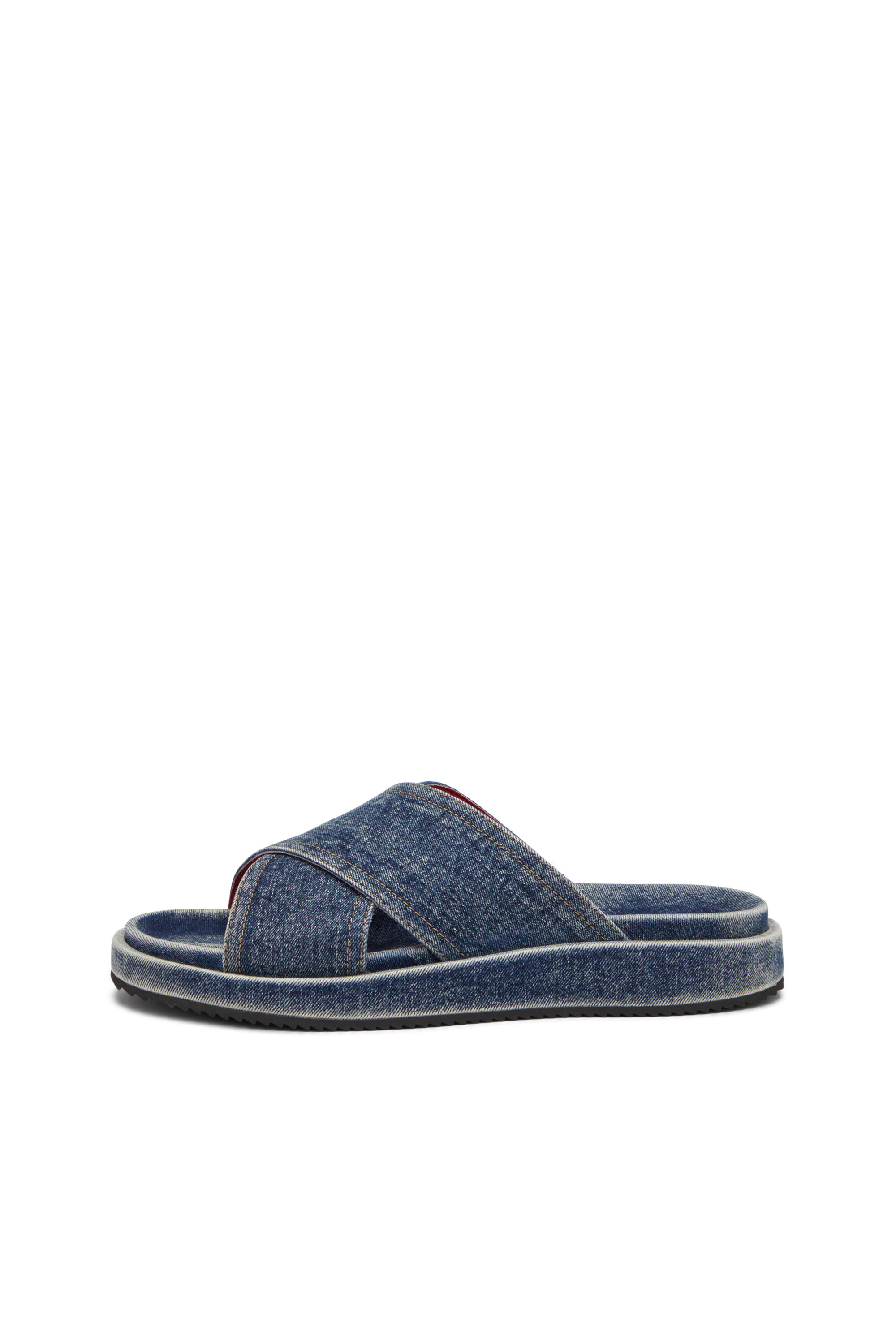 Diesel - SA-SLIDE CRIS CROS, Unisex's Sa-Slide-Denim slides with criss-cross straps in Blue - 7