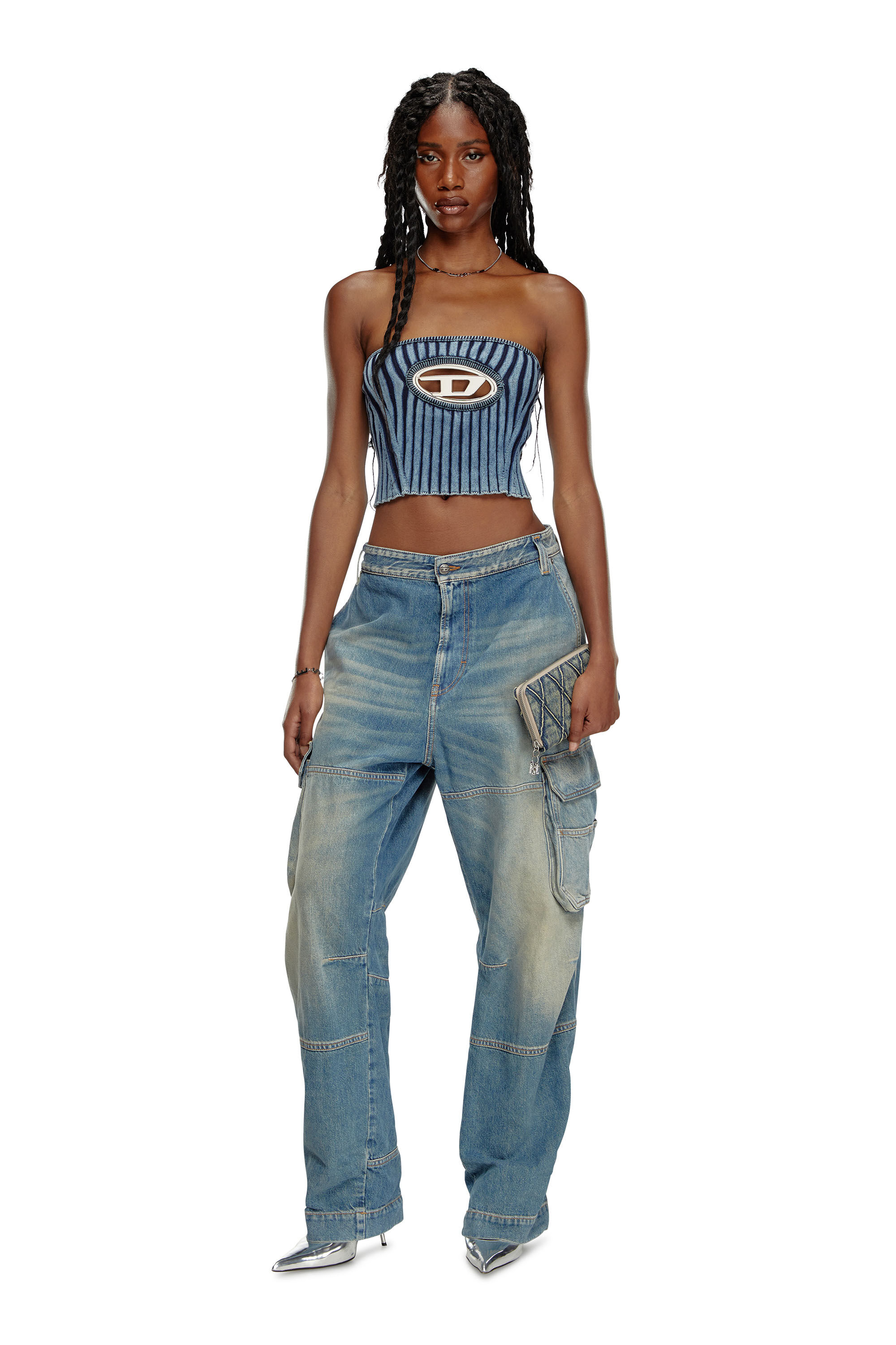 M-CLARKSVILLE Woman: Bandeau Top, cut out, D logo plaque | Diesel M-CLARKSVILLE Woman: Bandeau Top, cut out, D logo plaque | Diesel