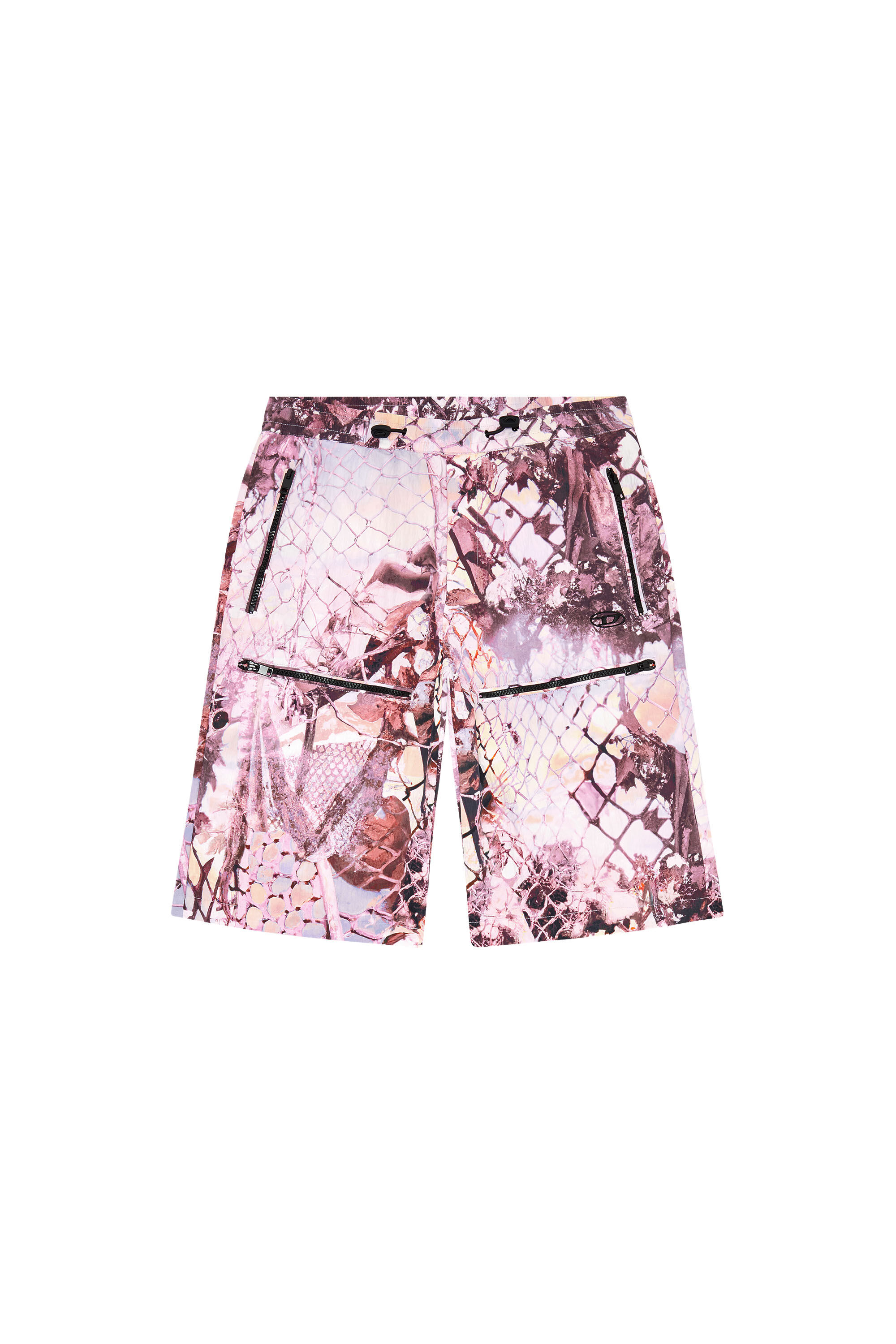 Diesel - P-MCKELL-SHORT-A, Man Nylon cargo shorts with abstract print in Pink - Image 4