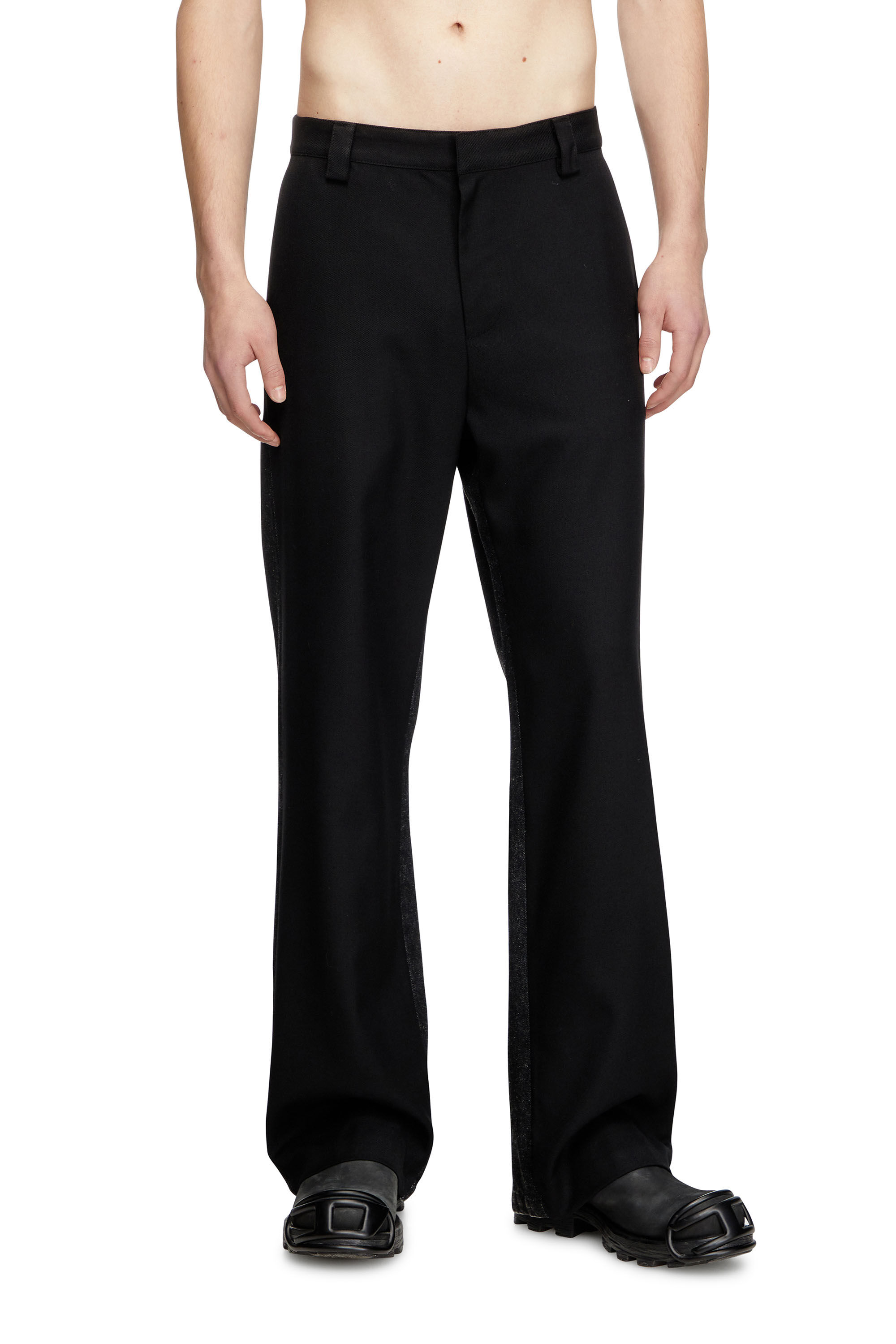 Diesel - P-WIRE-B, Man's Hybrid pants in twill and denim in Black - 3