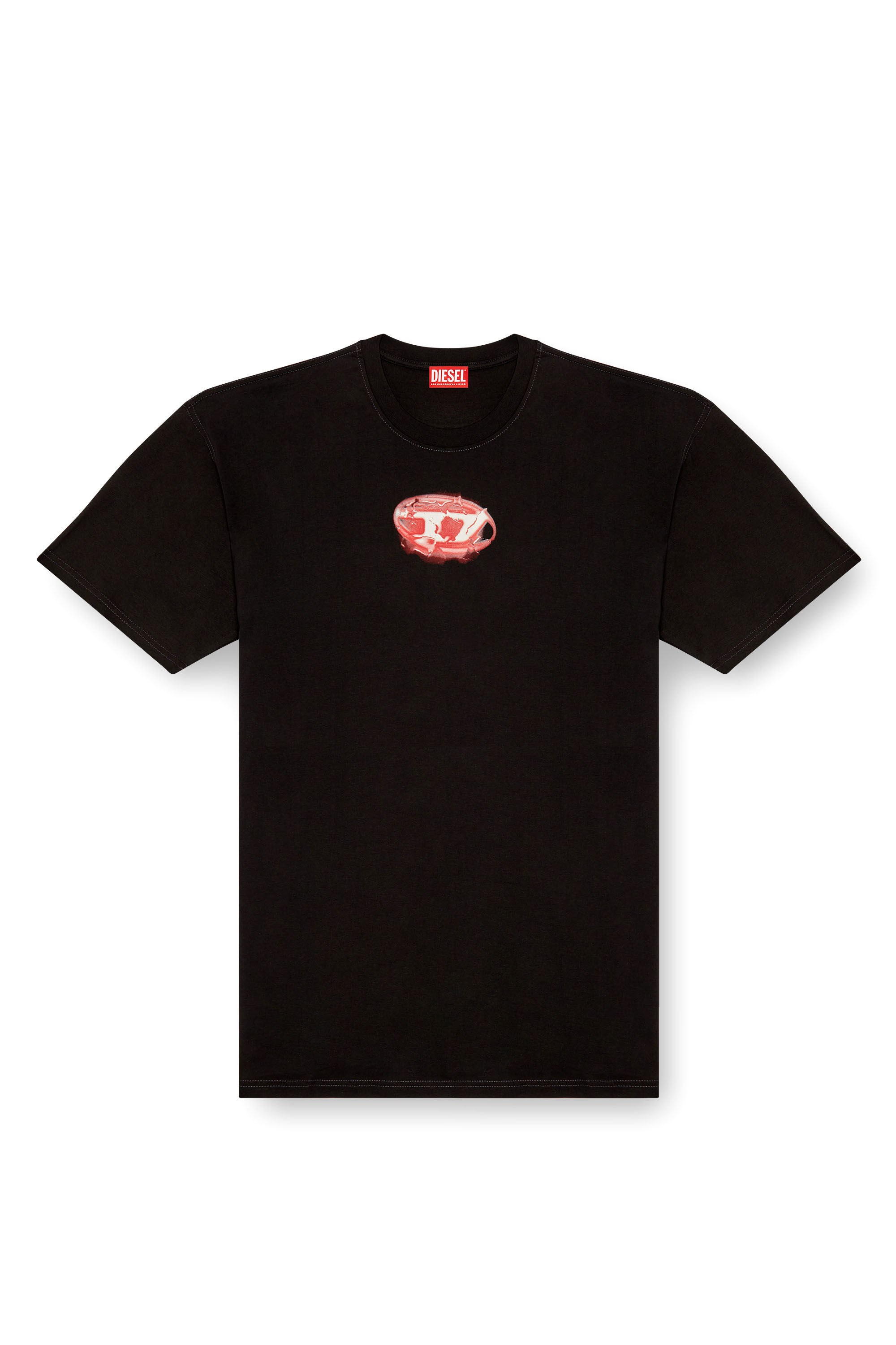 Men's T-shirt with glowing-effect logo | Black | Diesel