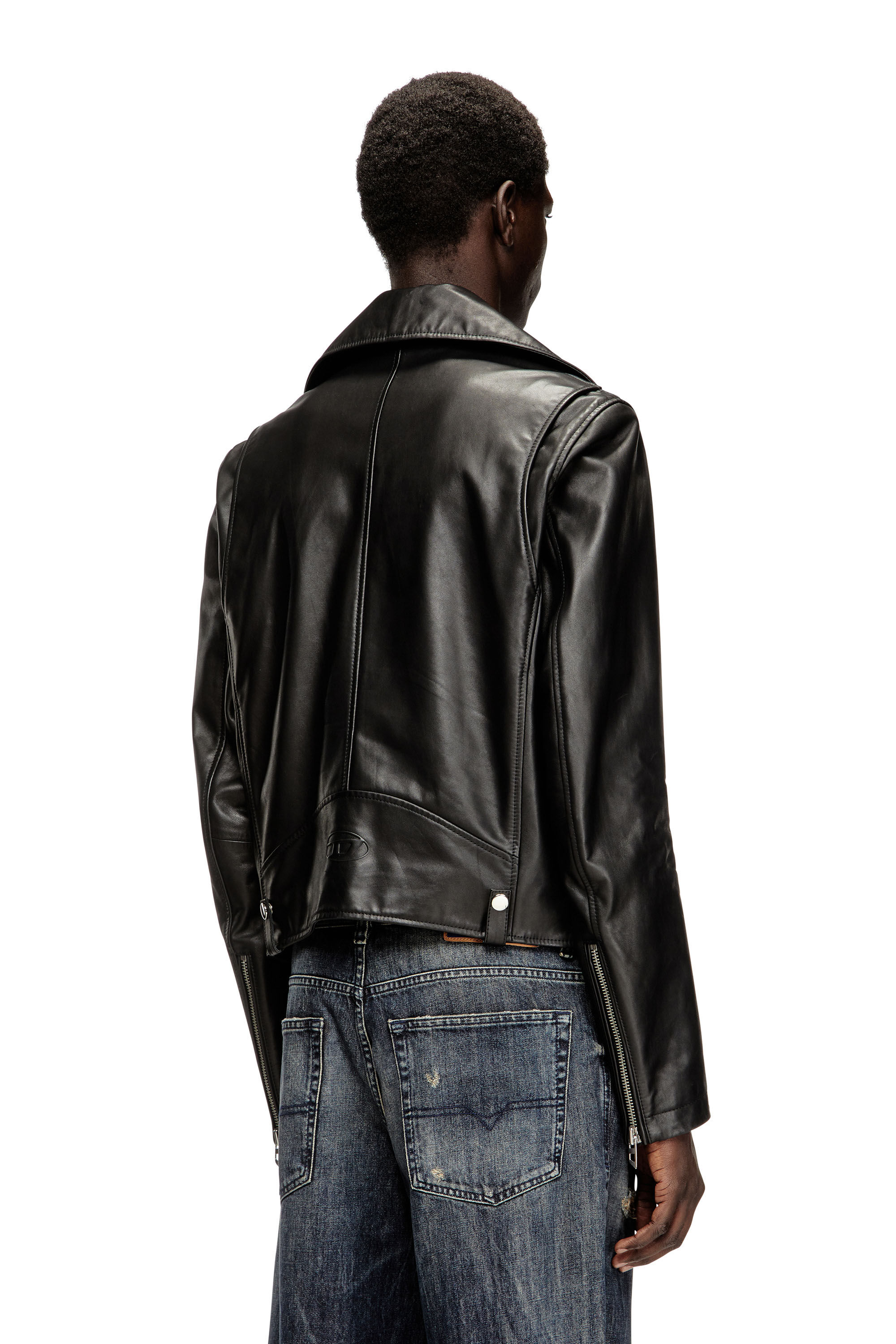 Men's Biker jacket in waxed leather | Black | Diesel