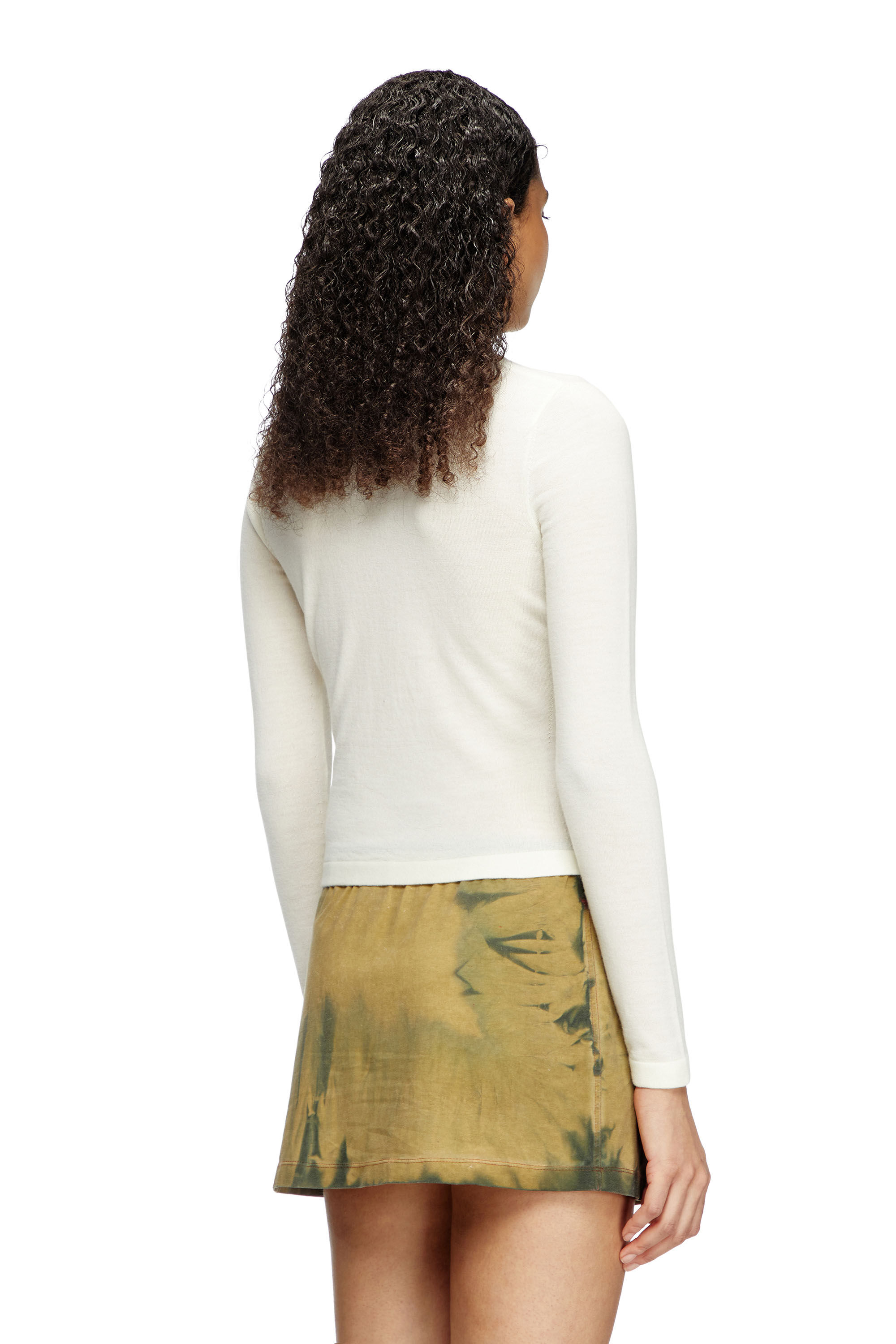 DIESEL gathered V-neck jumper white M-Piaffy SS25 新作 ★ Women's Gathered V-neck jumper in wool | White | Diesel