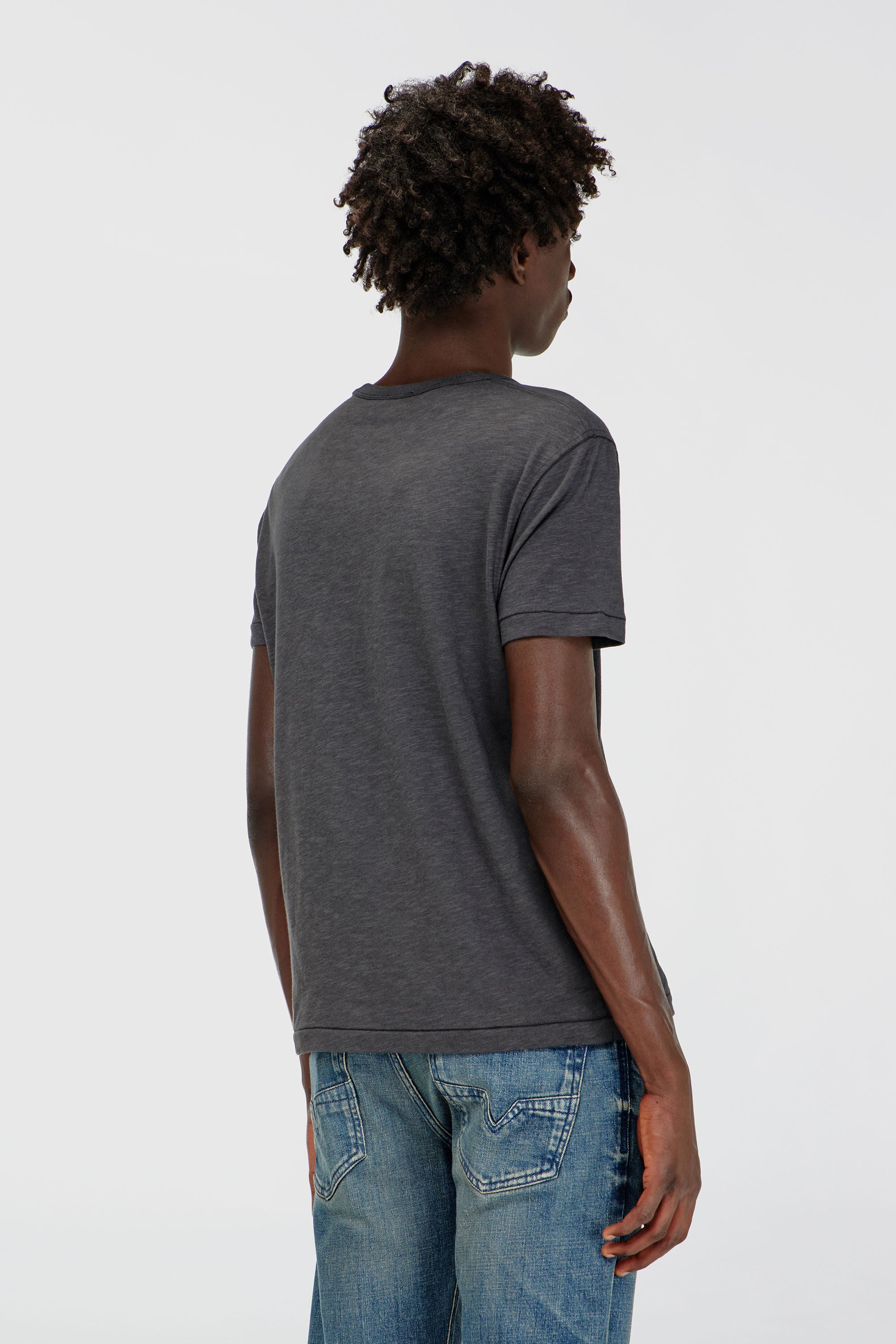 Diesel - T-NOTS, Man's T-shirt in slub-jersey with crack print in Dark grey - 4