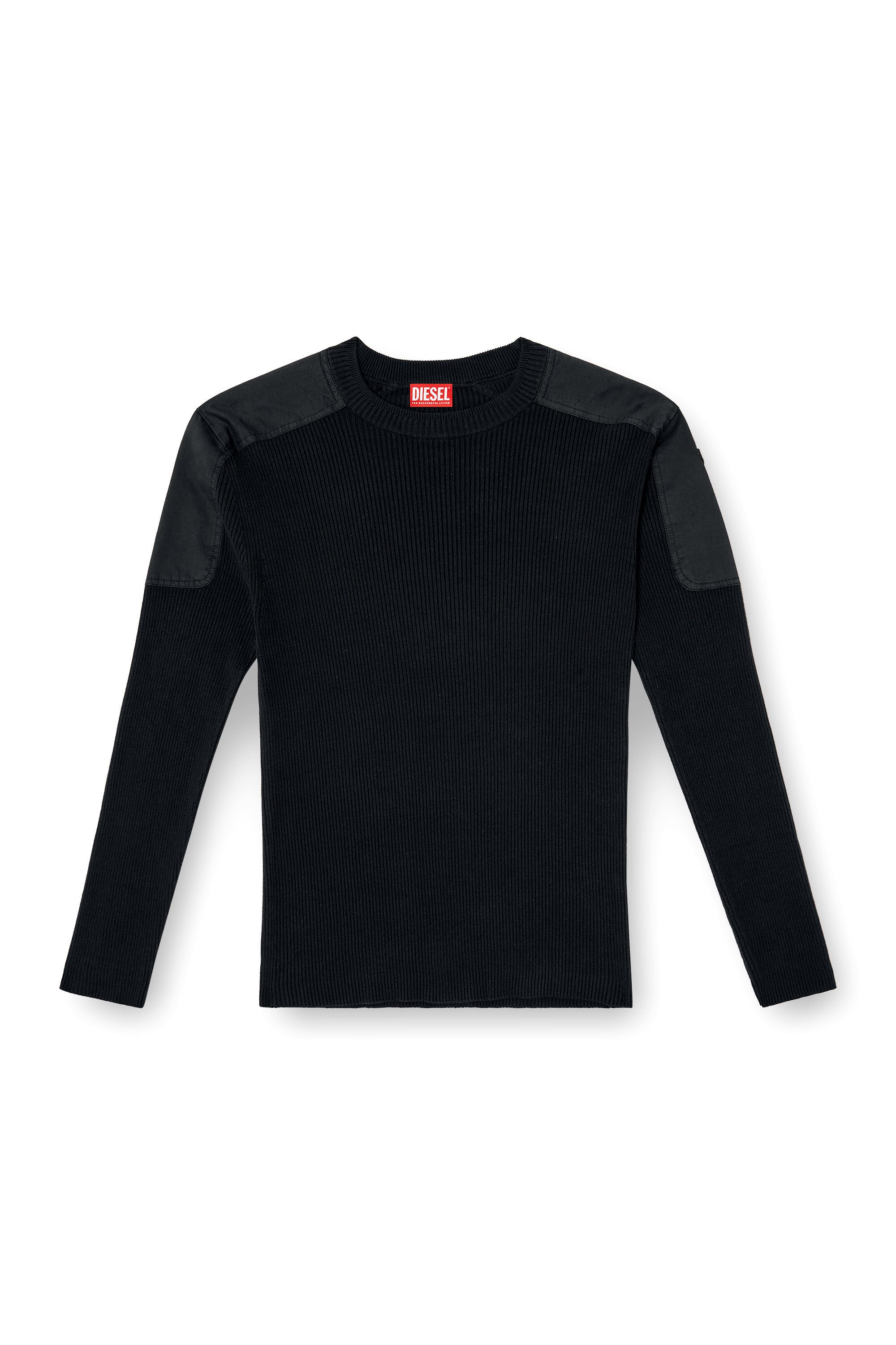 Diesel - K-MARTIN, Man's Ribbed jumper with shoulder panels in null - 2