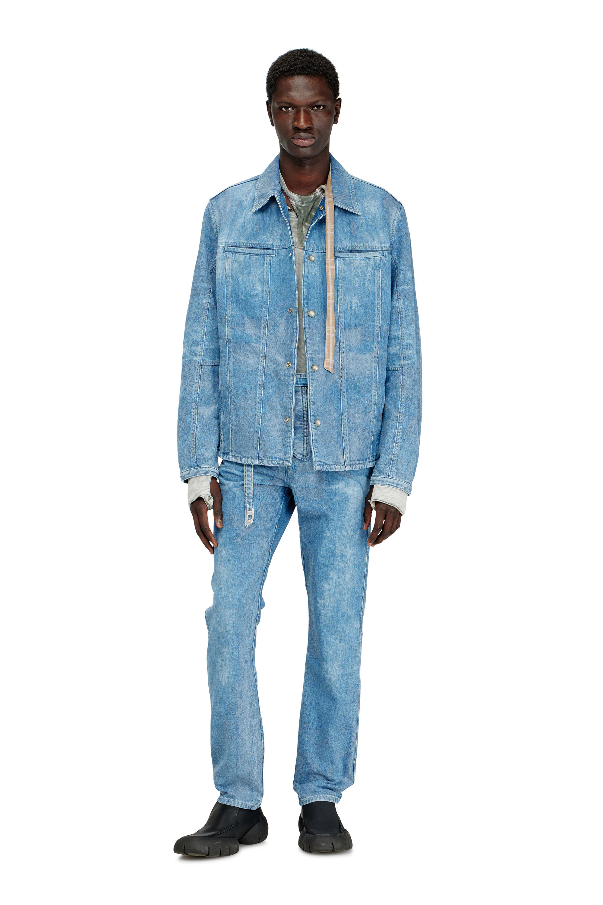 Diesel - D-SERON-FSI, Man's Jacket in satin denim in Light Blue - 1