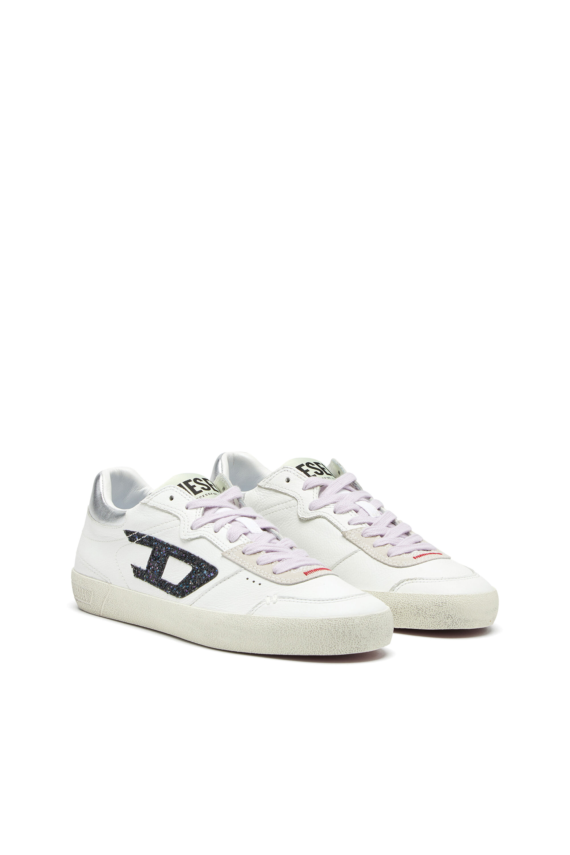 Women s S Leroji Leather sneakers with glitter logo Multicolor Diesel