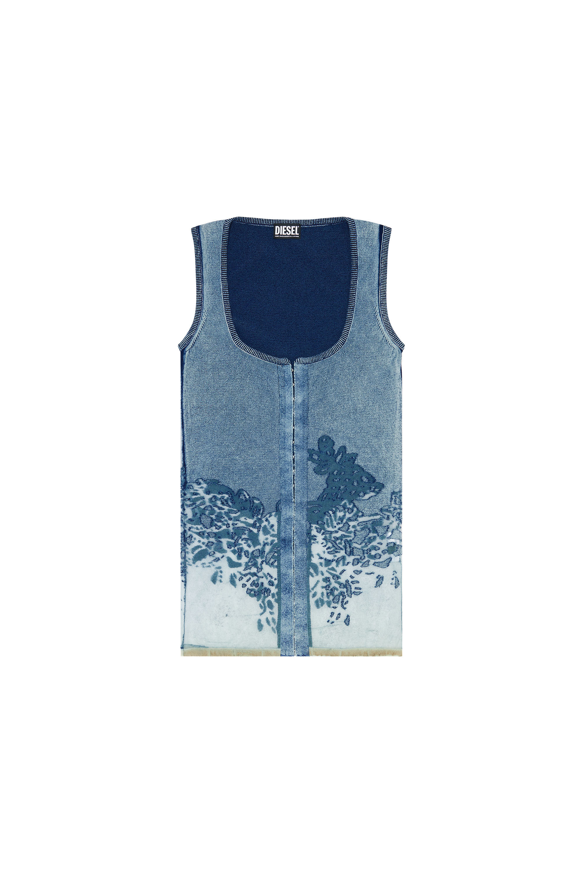 Diesel - M-ANDIA, Woman's Sleeveless cardigan with burnout pattern in Blue - 2