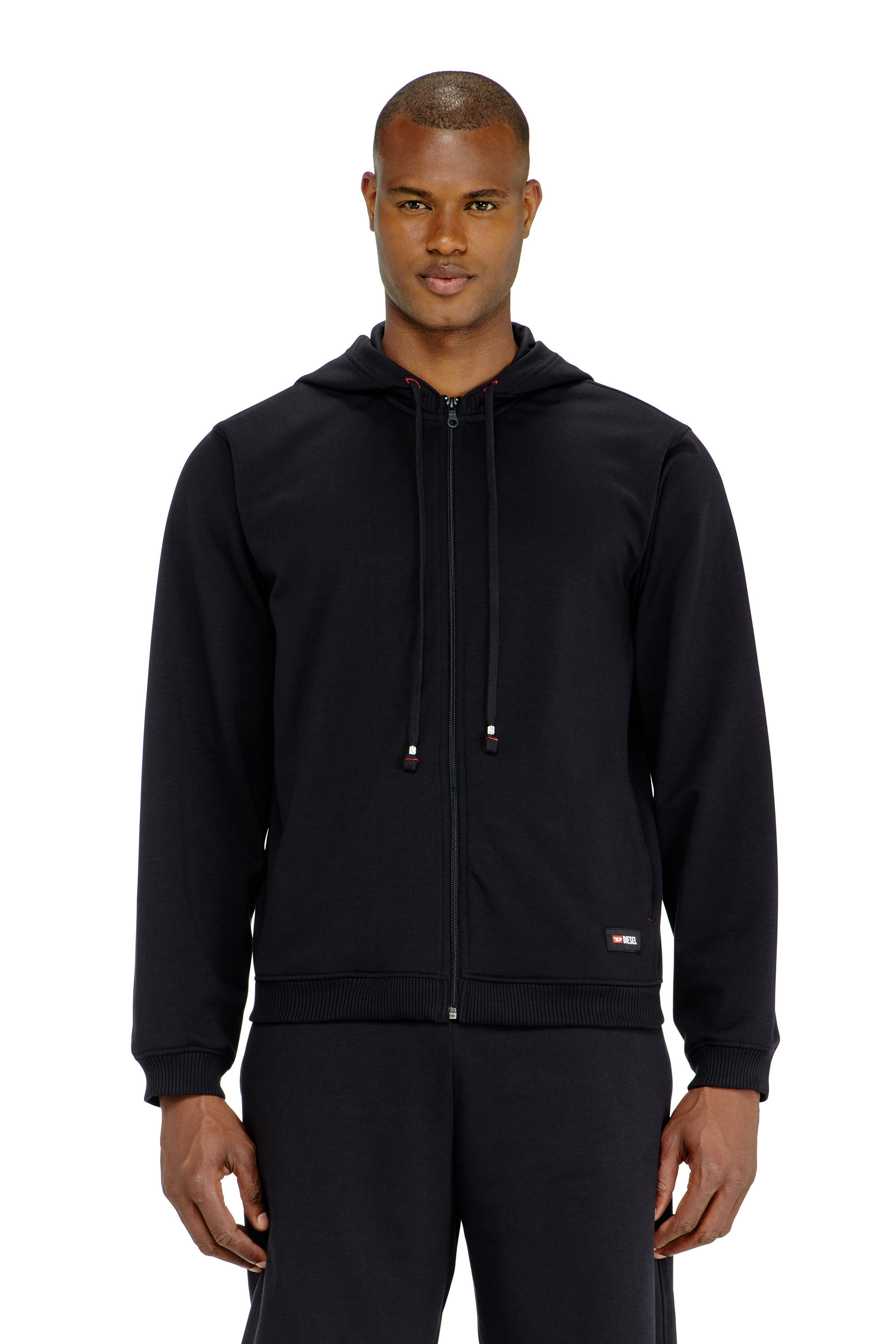 Diesel - JOY-D-CORE, Man's Hoodie in peached cotton blend in Black - 2