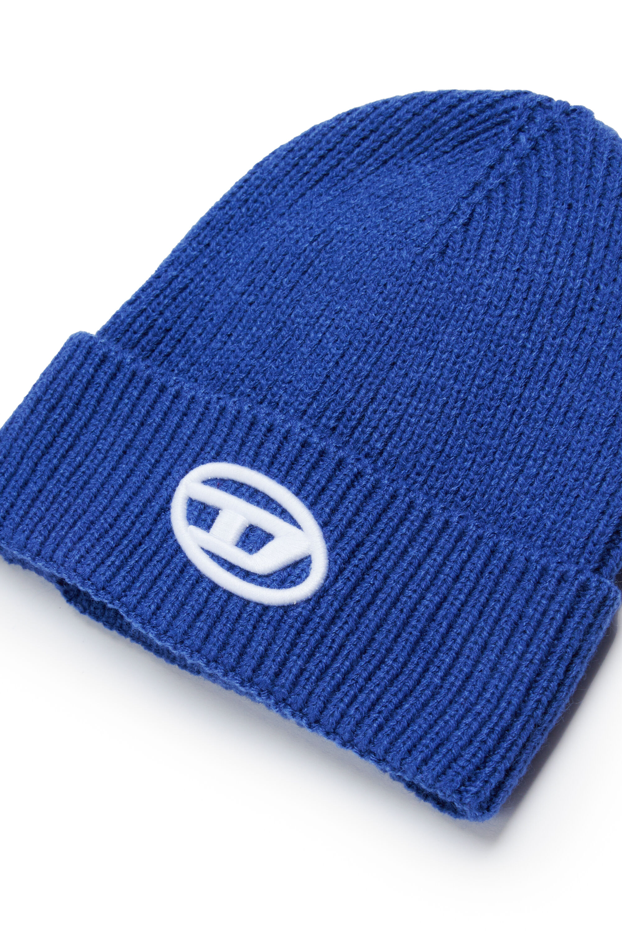 Diesel - FMARCOB, Unisex's Beanie with Oval D embroidery in Blue - 3