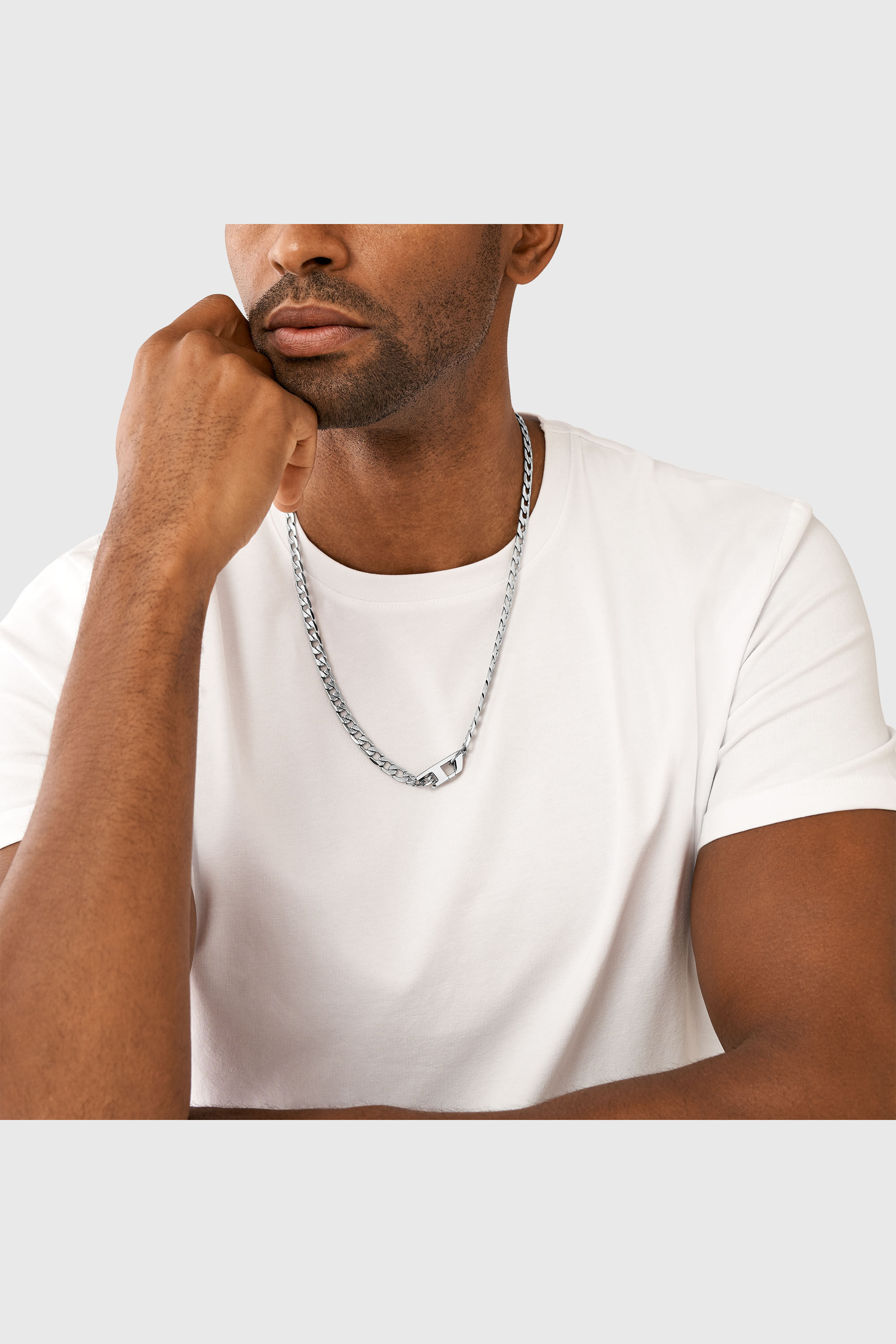 Diesel - DX1497, Unisex's Stainless steel chain necklace in Silver - 4