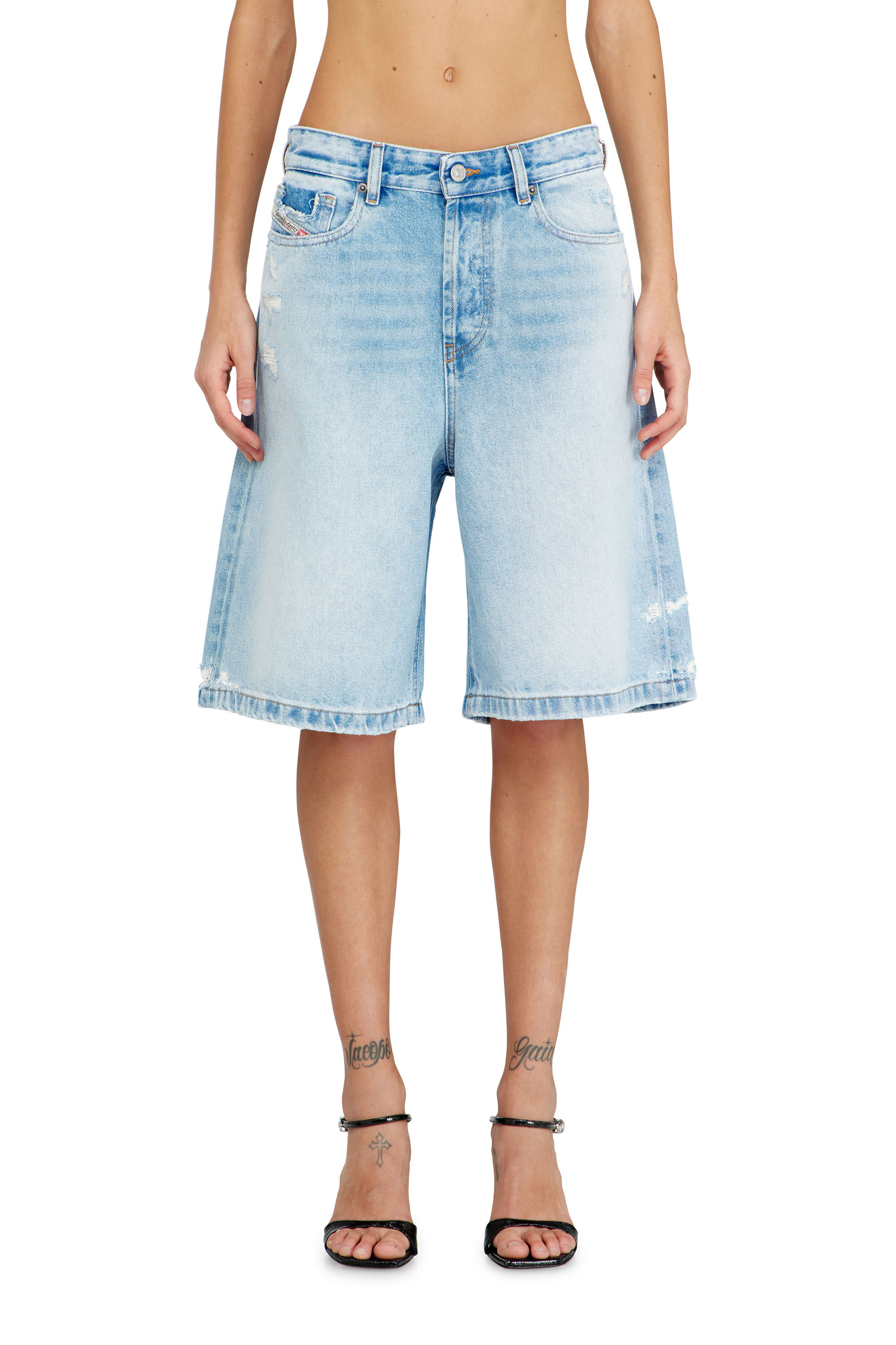 Diesel - DE-SIRE-SHORT, Woman's Shorts in destroyed denim in null - 3