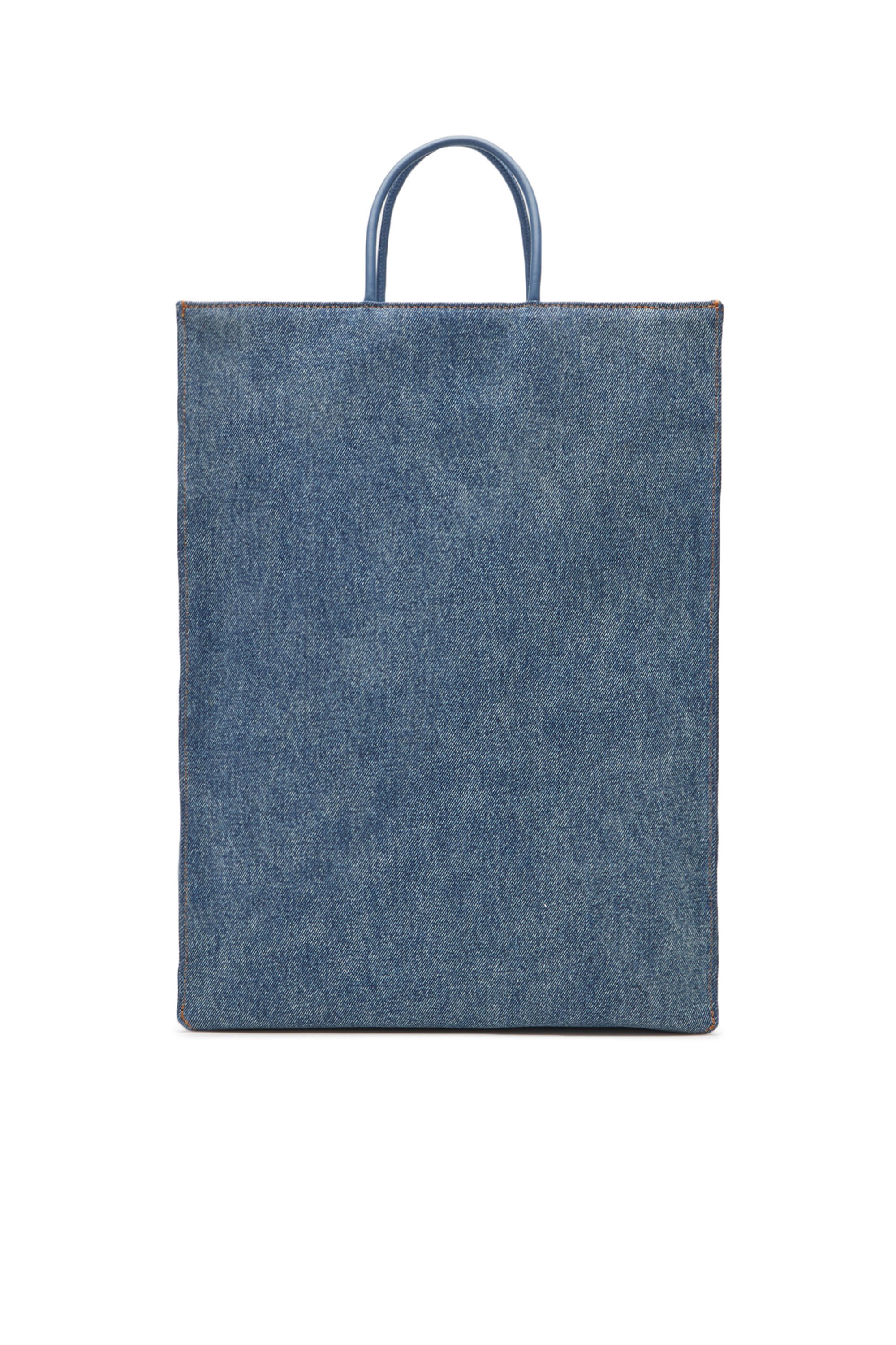 Diesel - DSL SHOPPER 3D L X, Unisex's Dsl Shopper 3D L X - Large tote in overdyed denim in Blue - 3