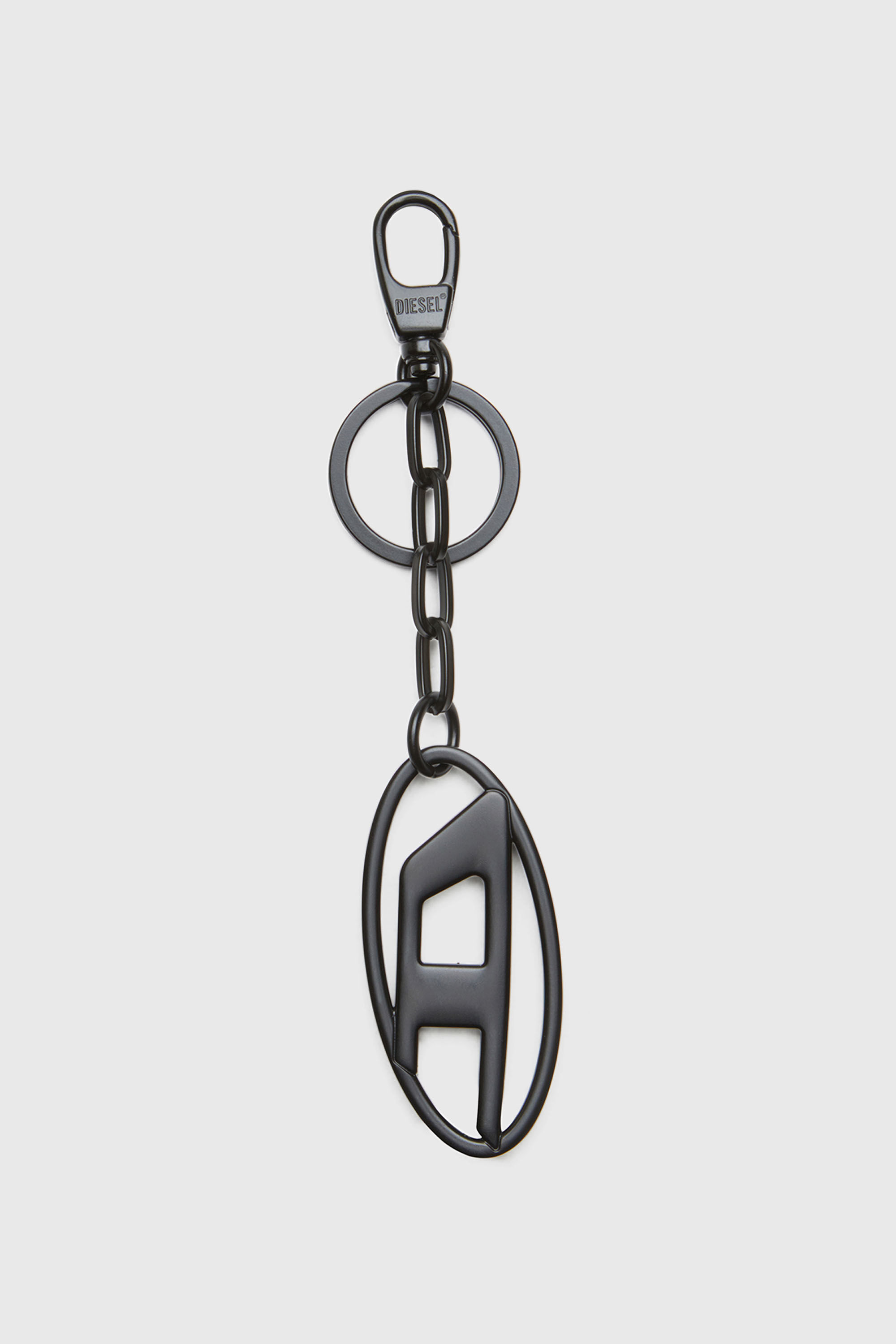 Diesel - HOLY-C, Woman's Metal Oval D keyring with crystals in Black/Silver - 2