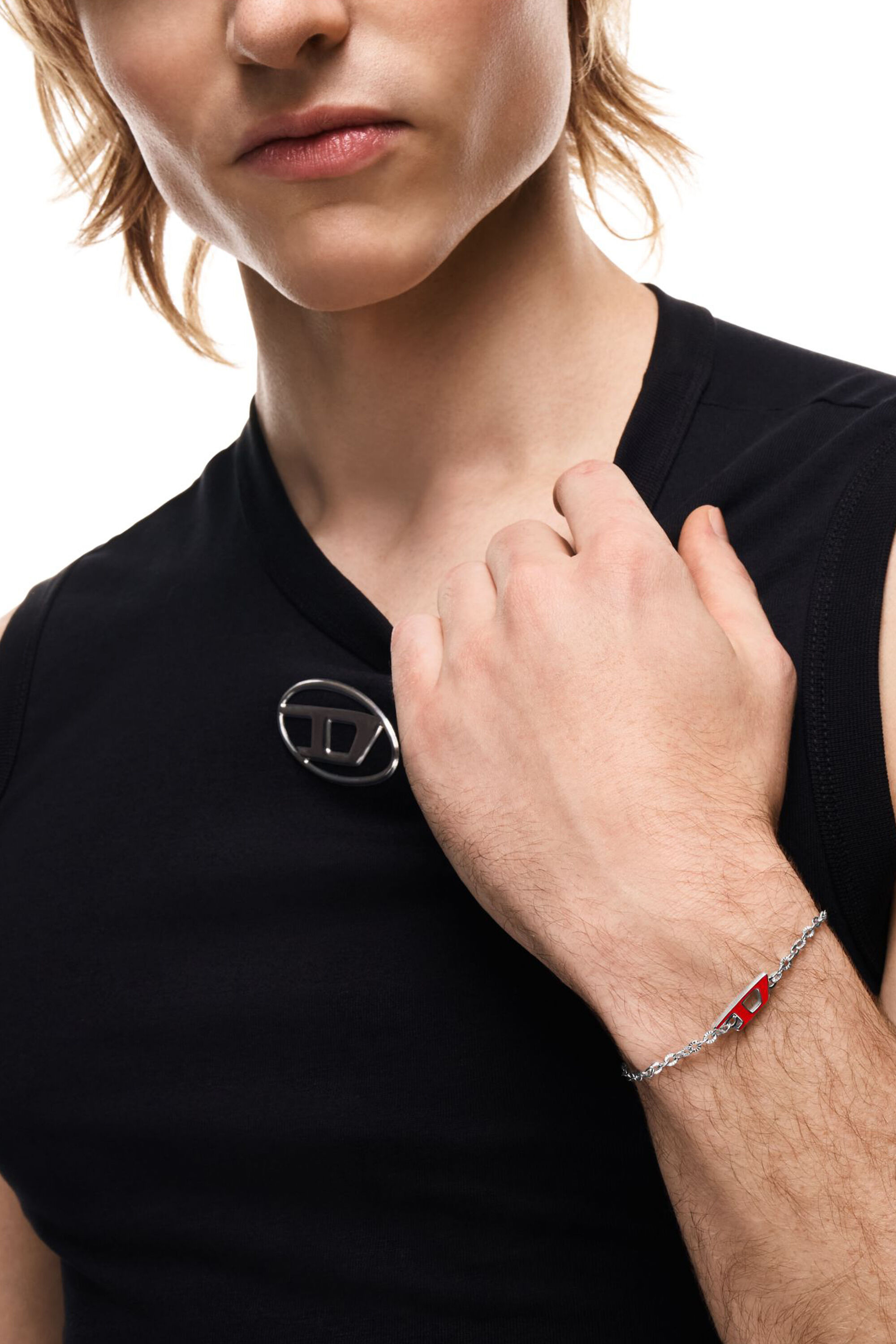 Diesel - DX1691040 JEWELLERY, Unisex's Stainless steel chain bracelet in Silver/Red - 5
