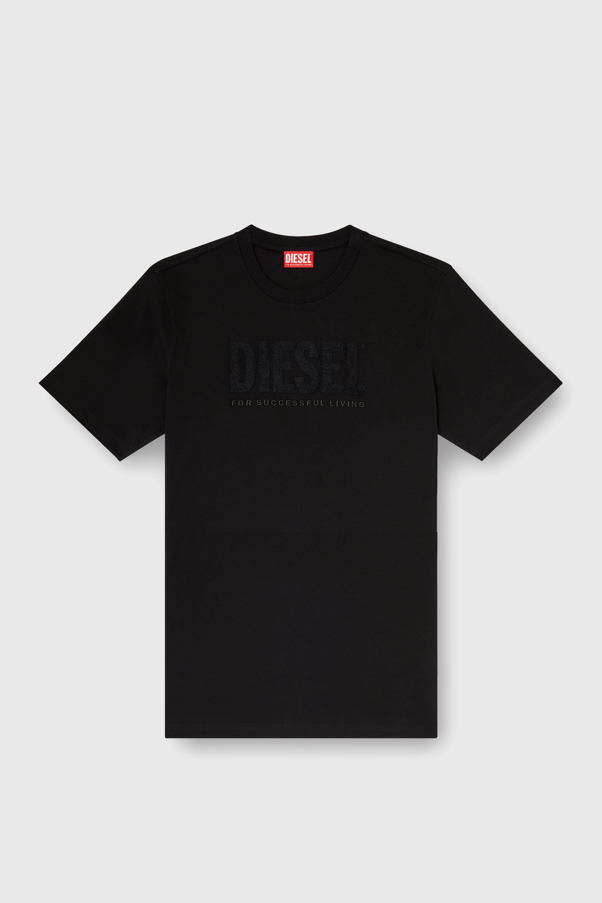 Diesel - T-JUST-OVA-T92, Man's Cotton T-shirt with tonal Diesel logo print in Black - 2