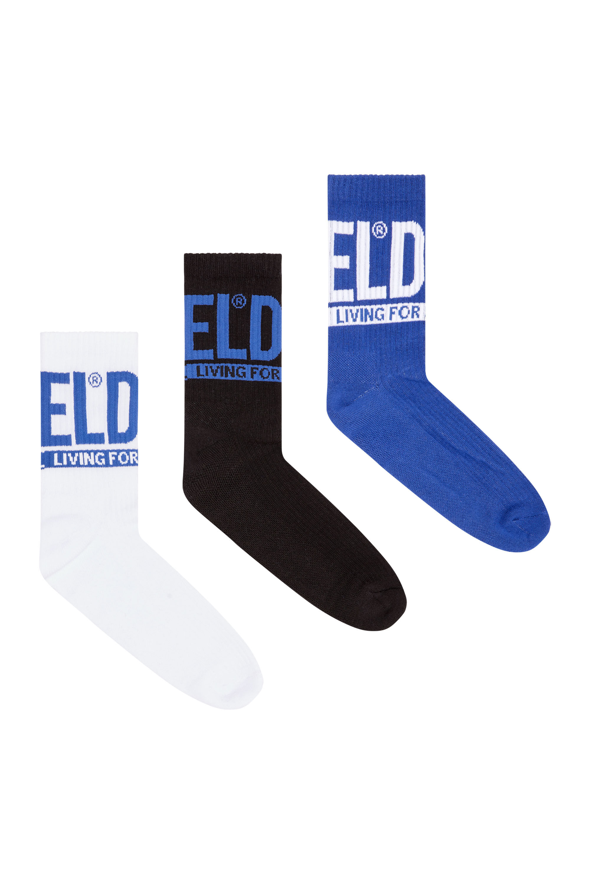 Diesel - SKM-WRAPAROUND-MID-CUT-CUSHIONED-SOCKS, Blue/White - Image 1