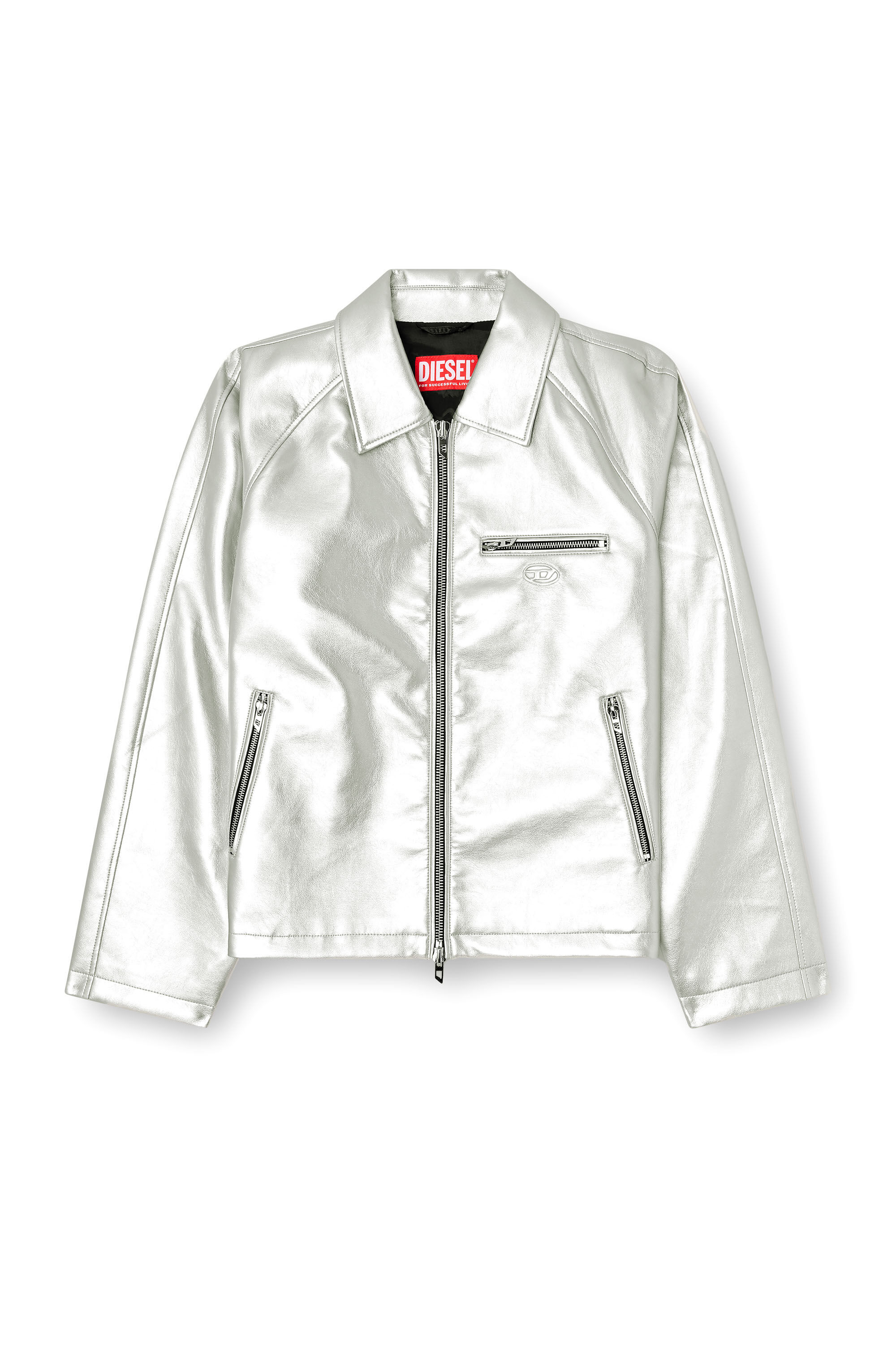 Silver leather jacket mens clearance