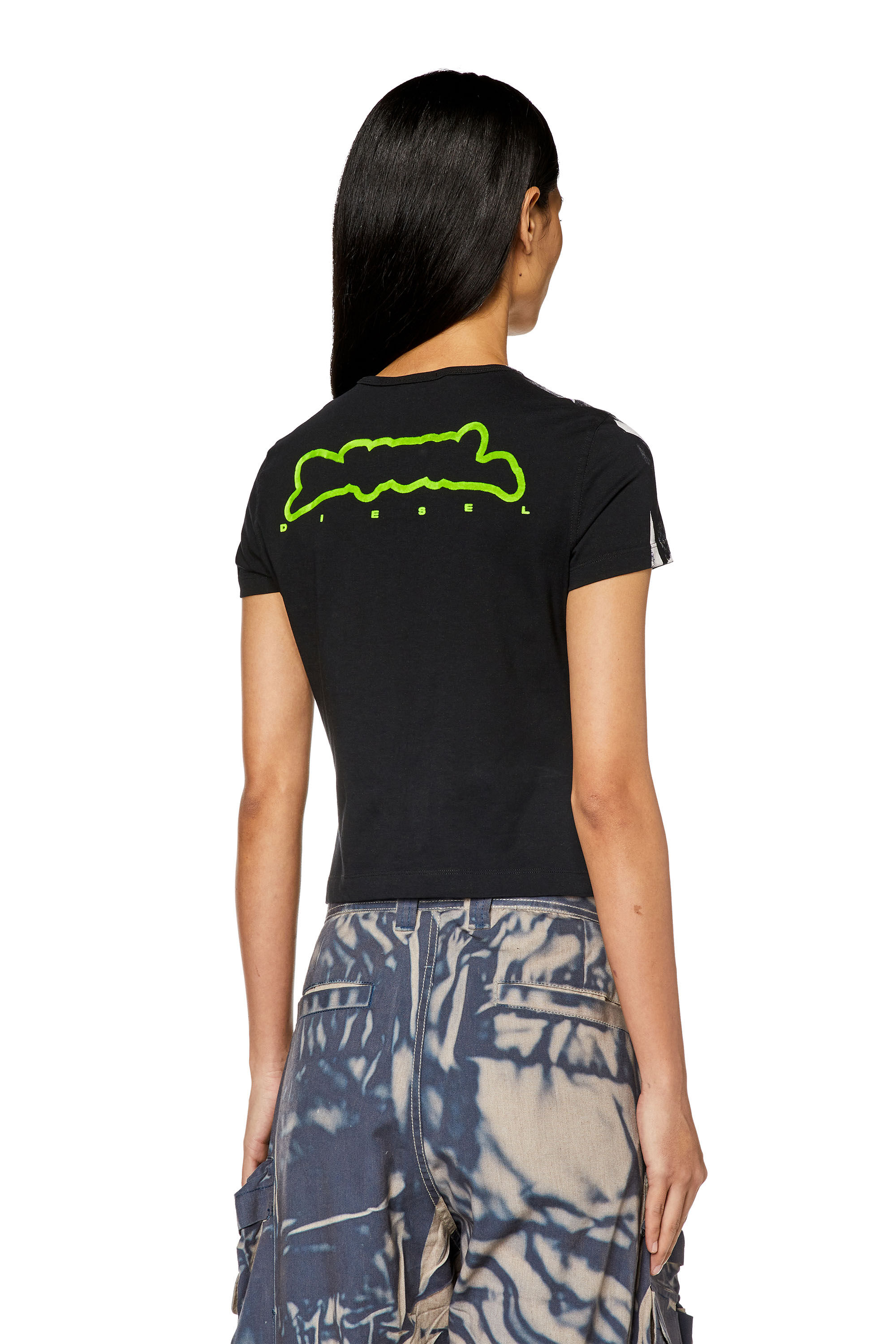 Diesel - T-UNCUTIE-LONG-N5, Woman T-shirt with creased print in Multicolor - Image 2
