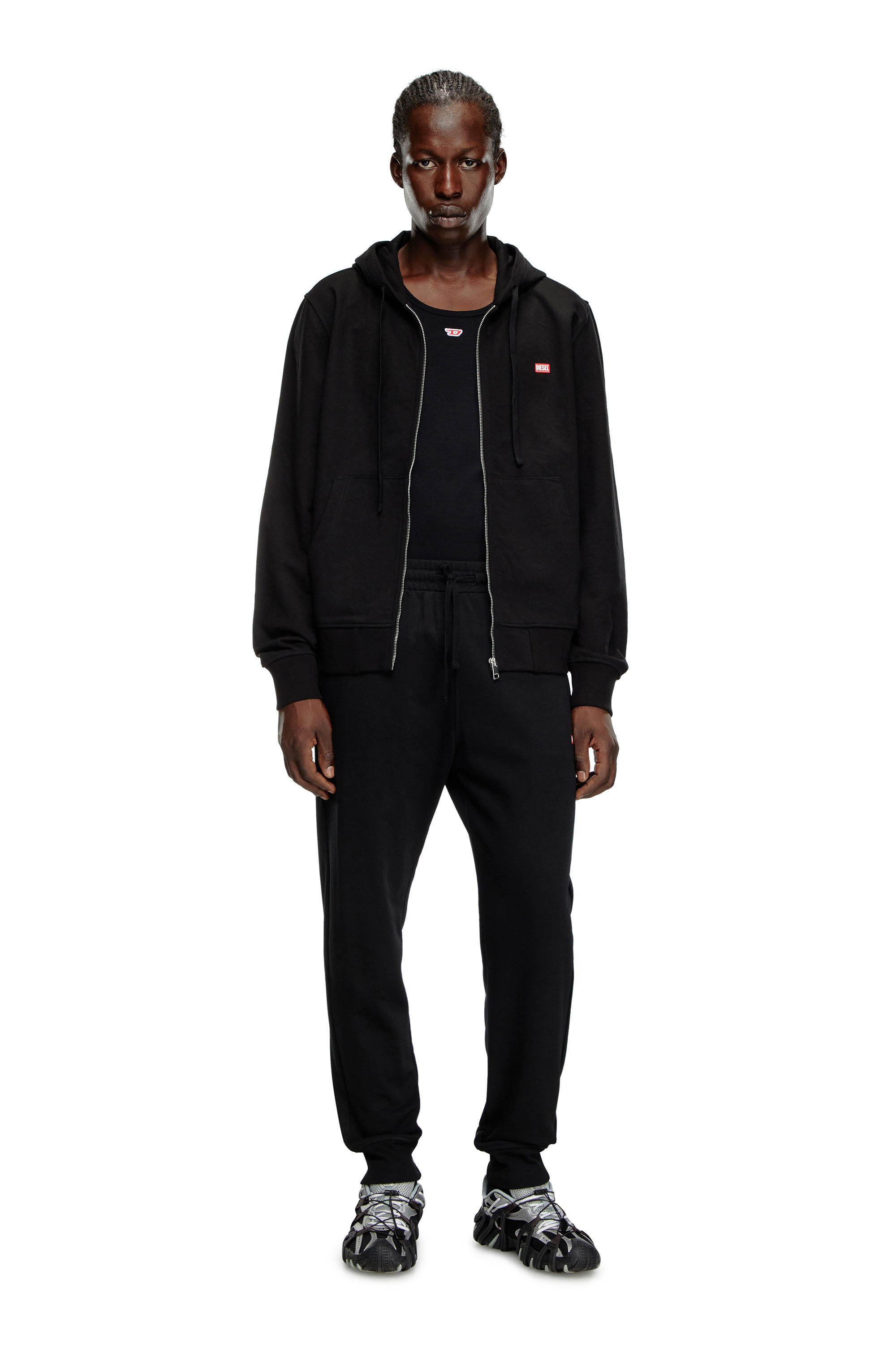 Diesel - S-GINN-HOOD-ZIP-K13, Man's Zip hoodie with Diesel label transfer in Black - 1