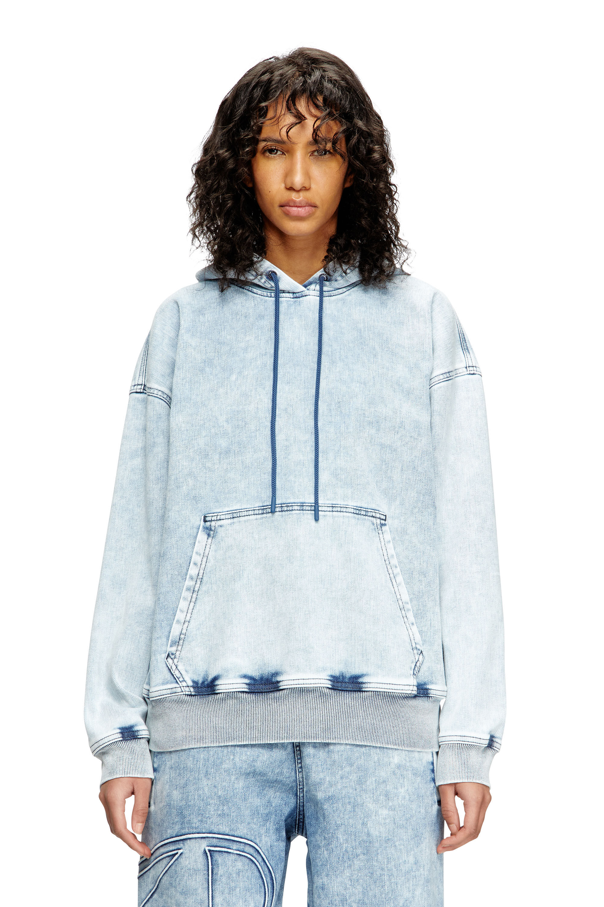 Women's Hoodie in marbled denim | Blue | Diesel