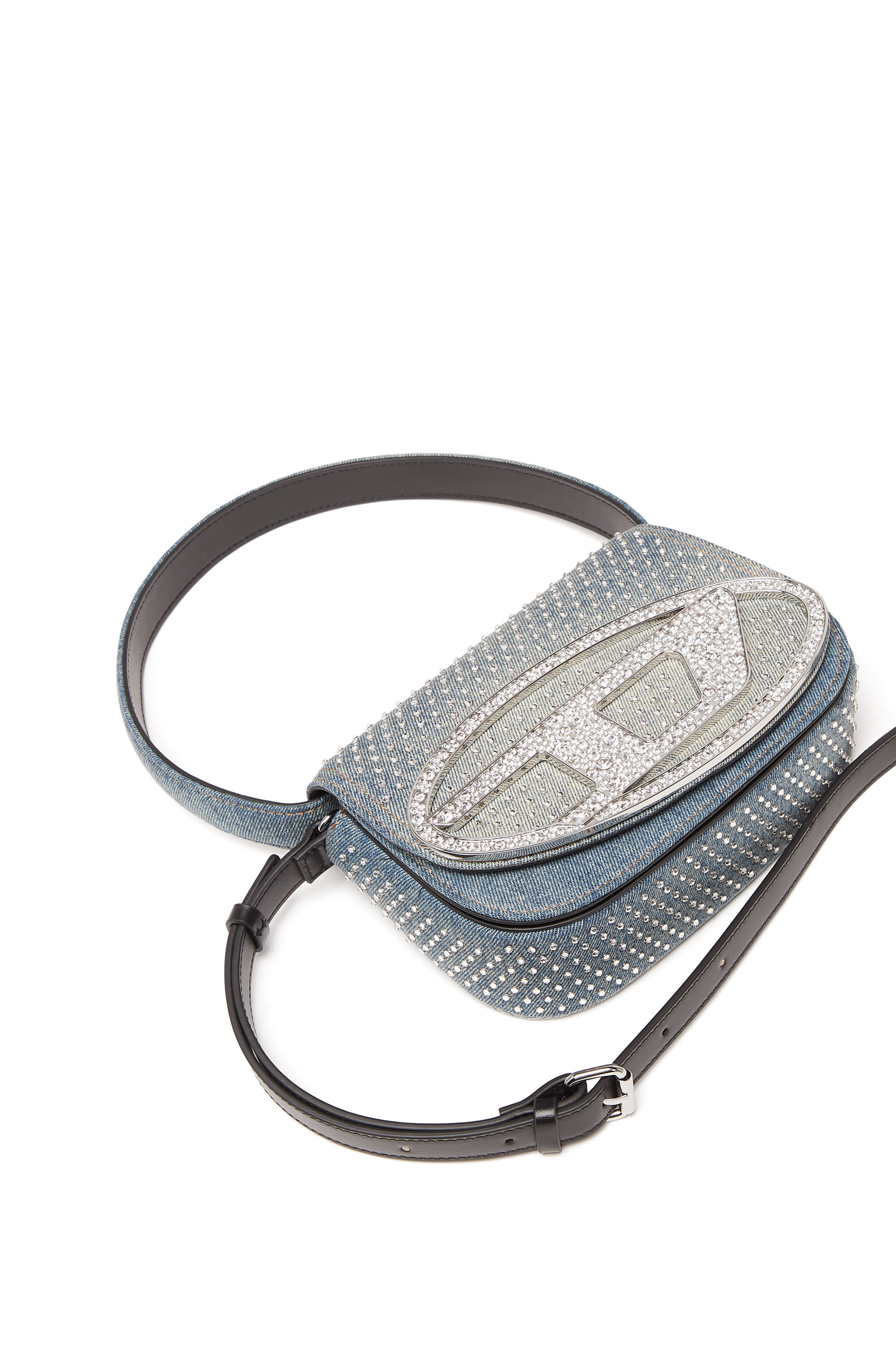 Women's 1DR - Iconic shoulder bag in denim and crystals | 1DR Diesel