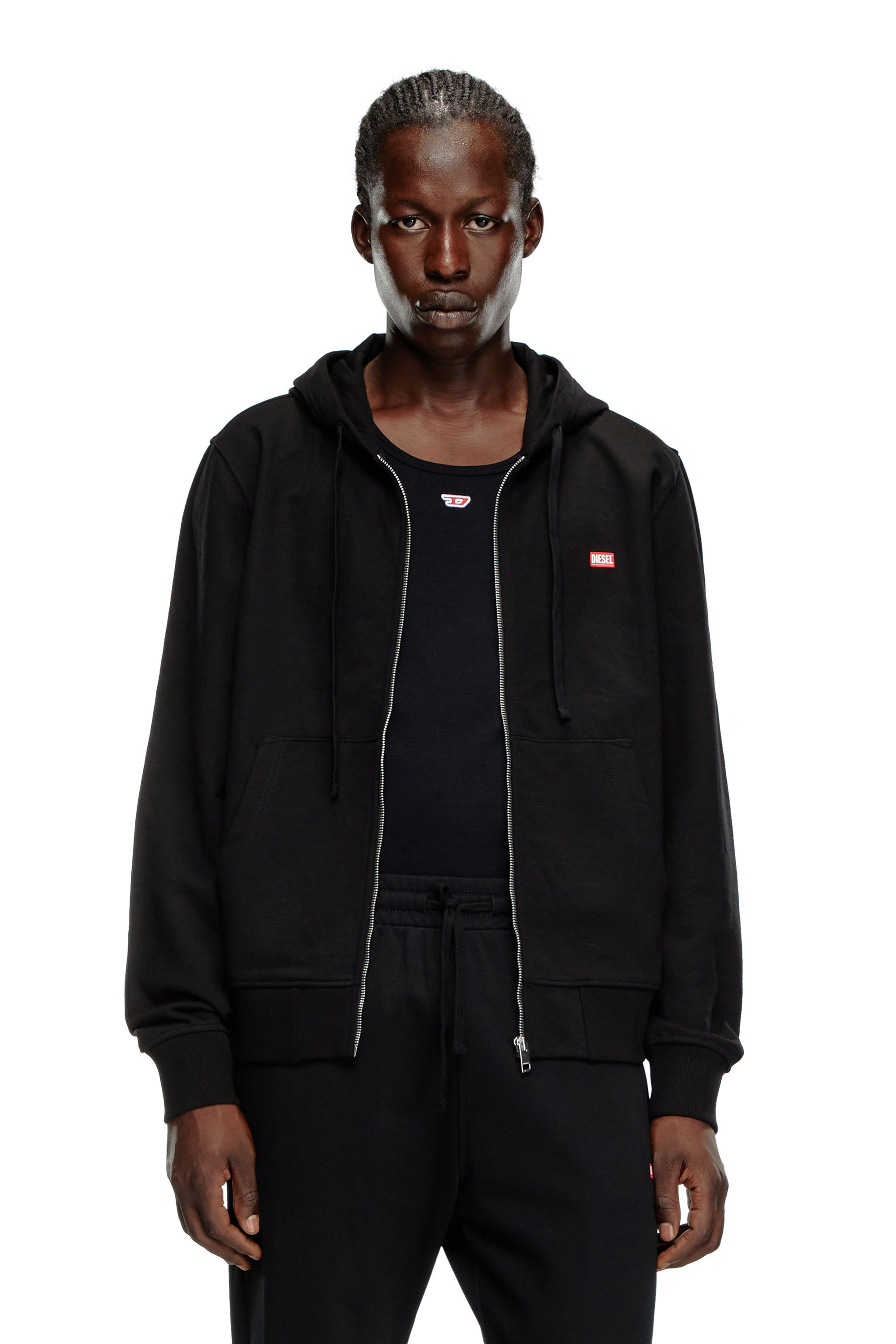 Diesel - S-GINN-HOOD-ZIP-K13, Man's Zip hoodie with Diesel label transfer in Black - 3