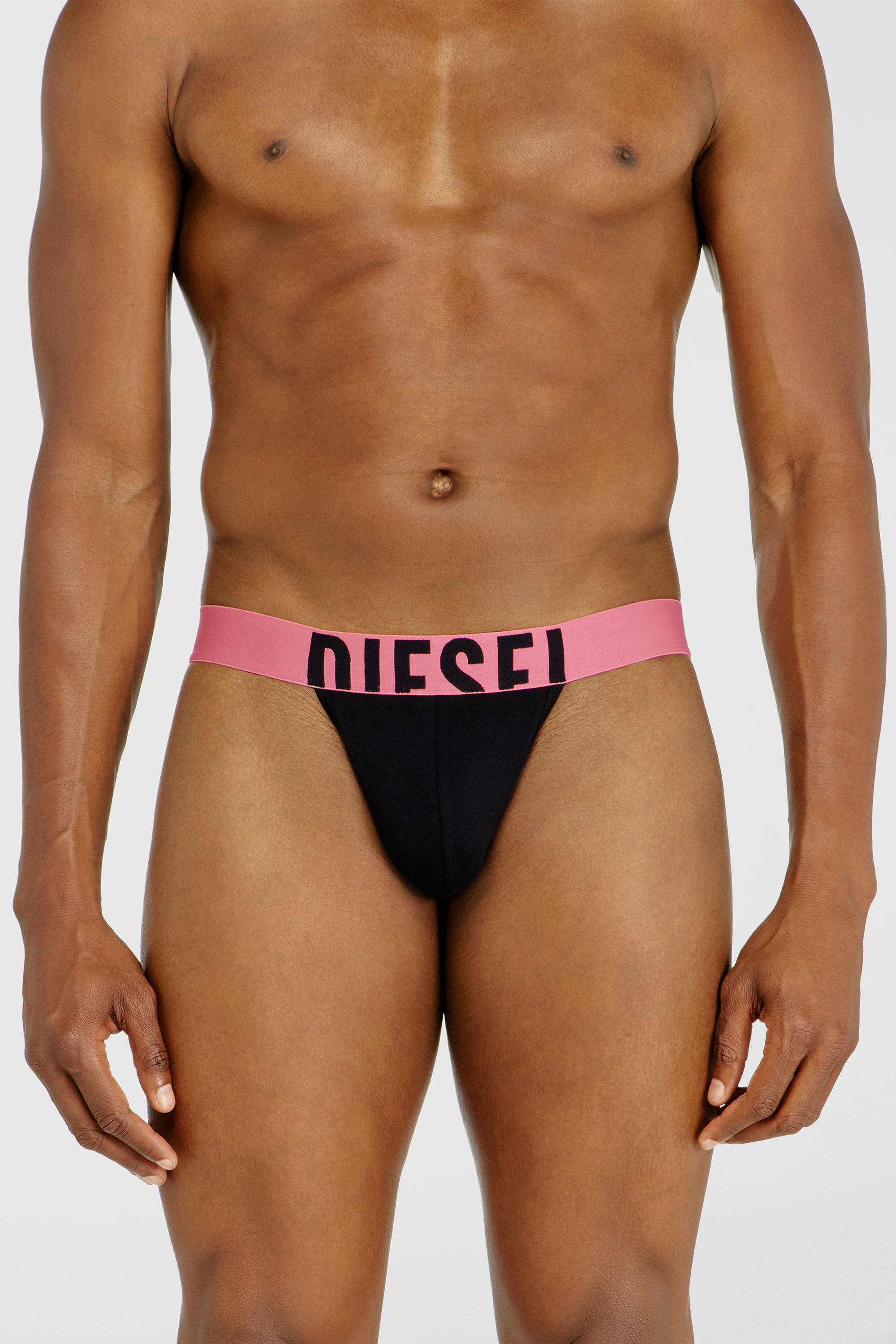 Diesel - FRITZ-D-POP-3PACK, Man's Three-pack thongs with bold logo waistband in Black/Pink - 1