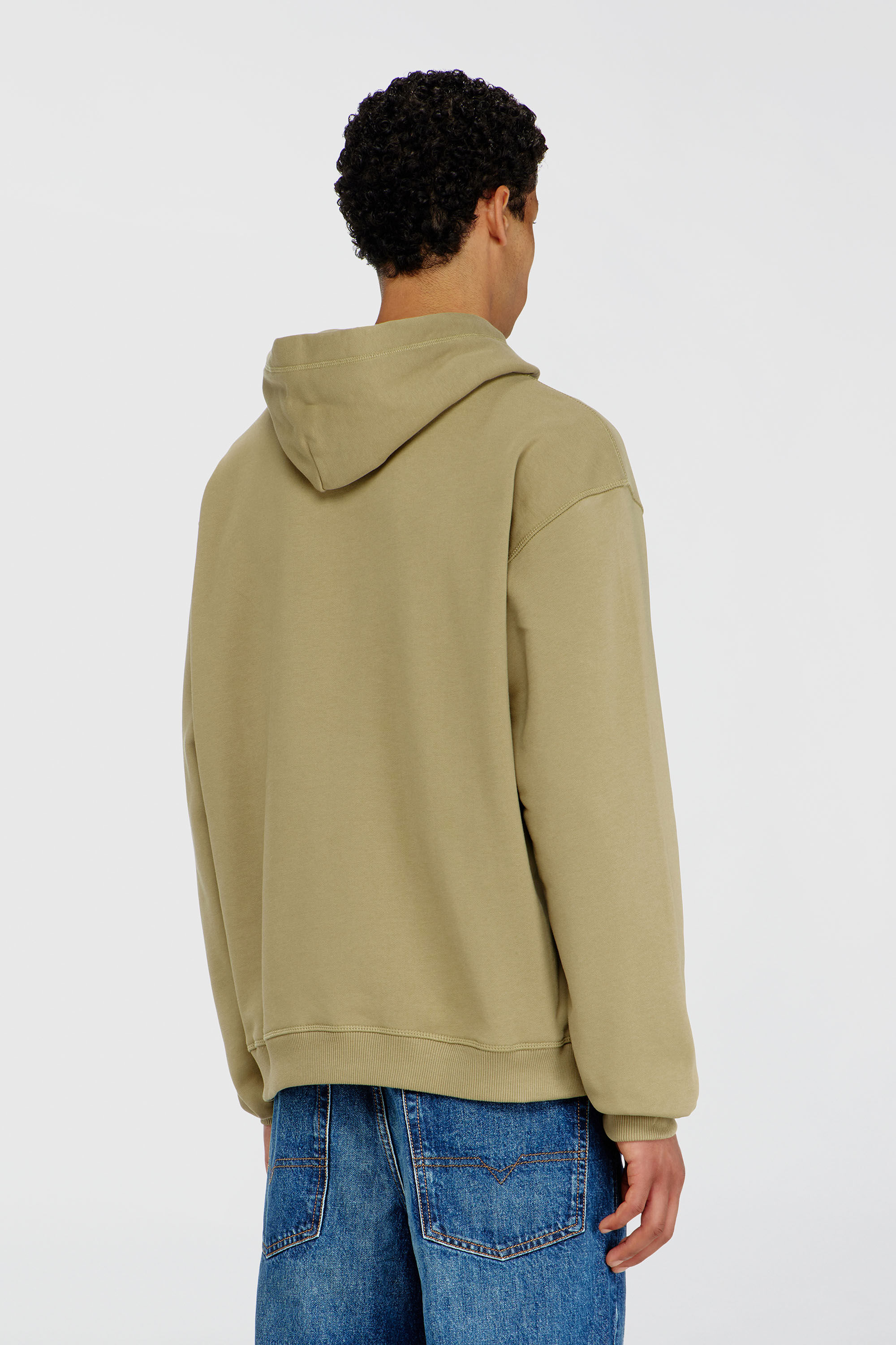 Diesel - S-NORM-HOOD-IOD, Man's Cotton hoodie with metallic Oval D in Olive Green - 4